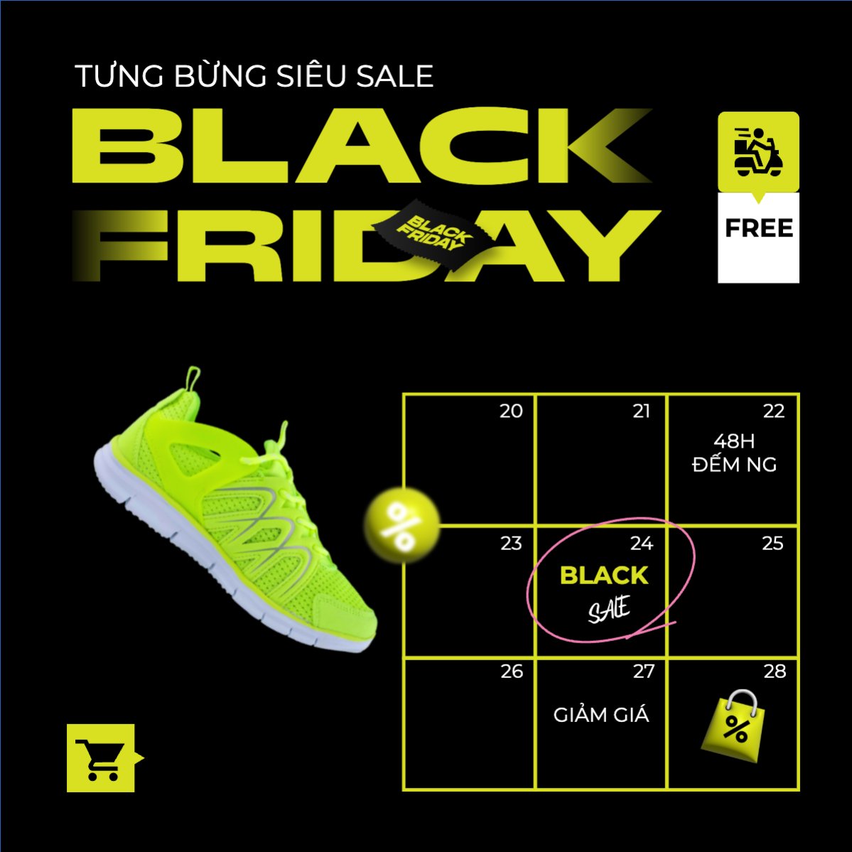 Mẫu Bài post MXH vuông Black friday giảm giá — LayerPic
