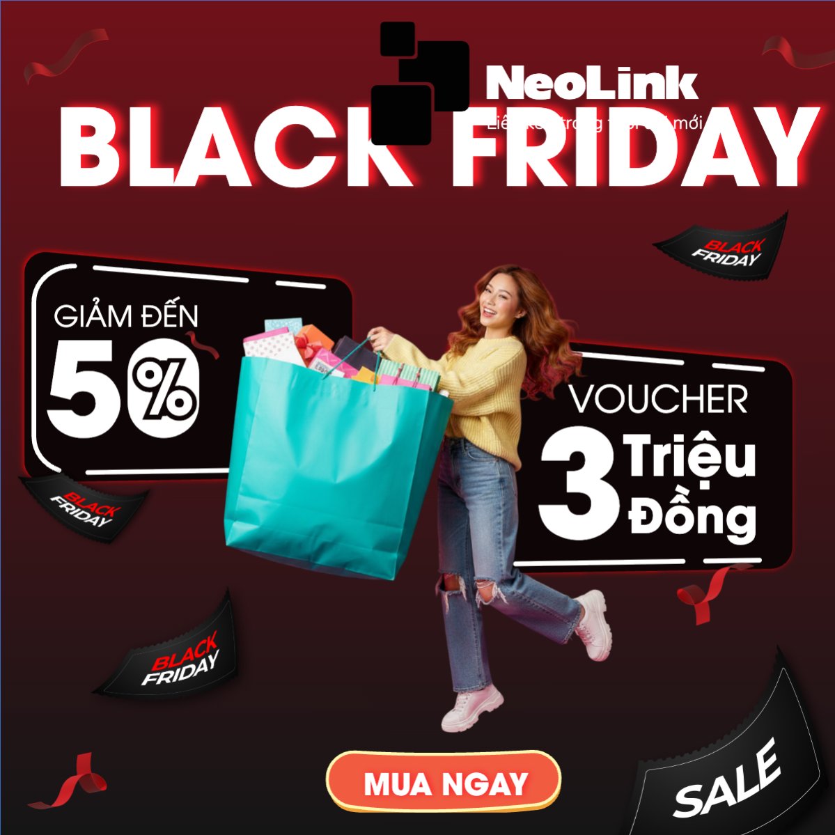 Mẫu Bài post MXH vuông Black Friday mua sắm thả ga — LayerPic