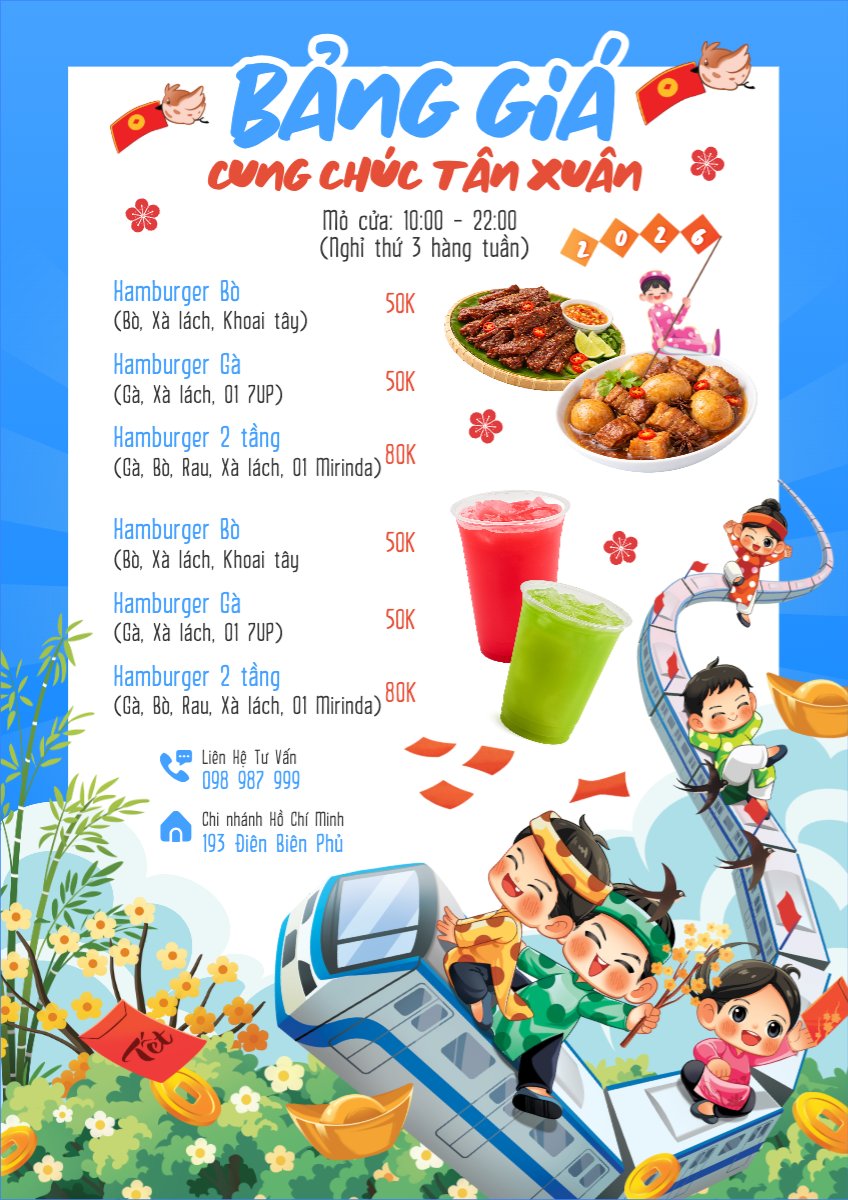 Mẫu Menu tờ rời (dọc) Bảng giá cung chúc tân xuân 2026 — LayerPic