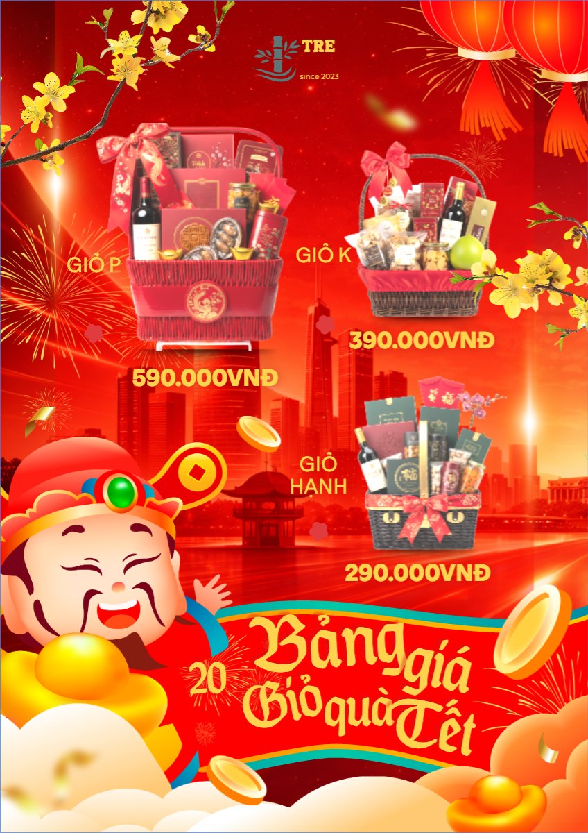 Mẫu Menu tờ rời (dọc) Bảng giá giỏ quà tết 2026 — LayerPic