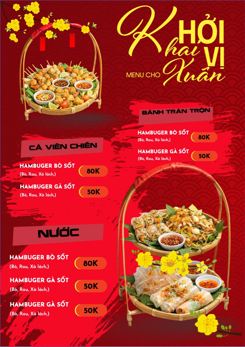 Mẫu Menu tờ rời (dọc) Khai xuân khởi vị — LayerPic
