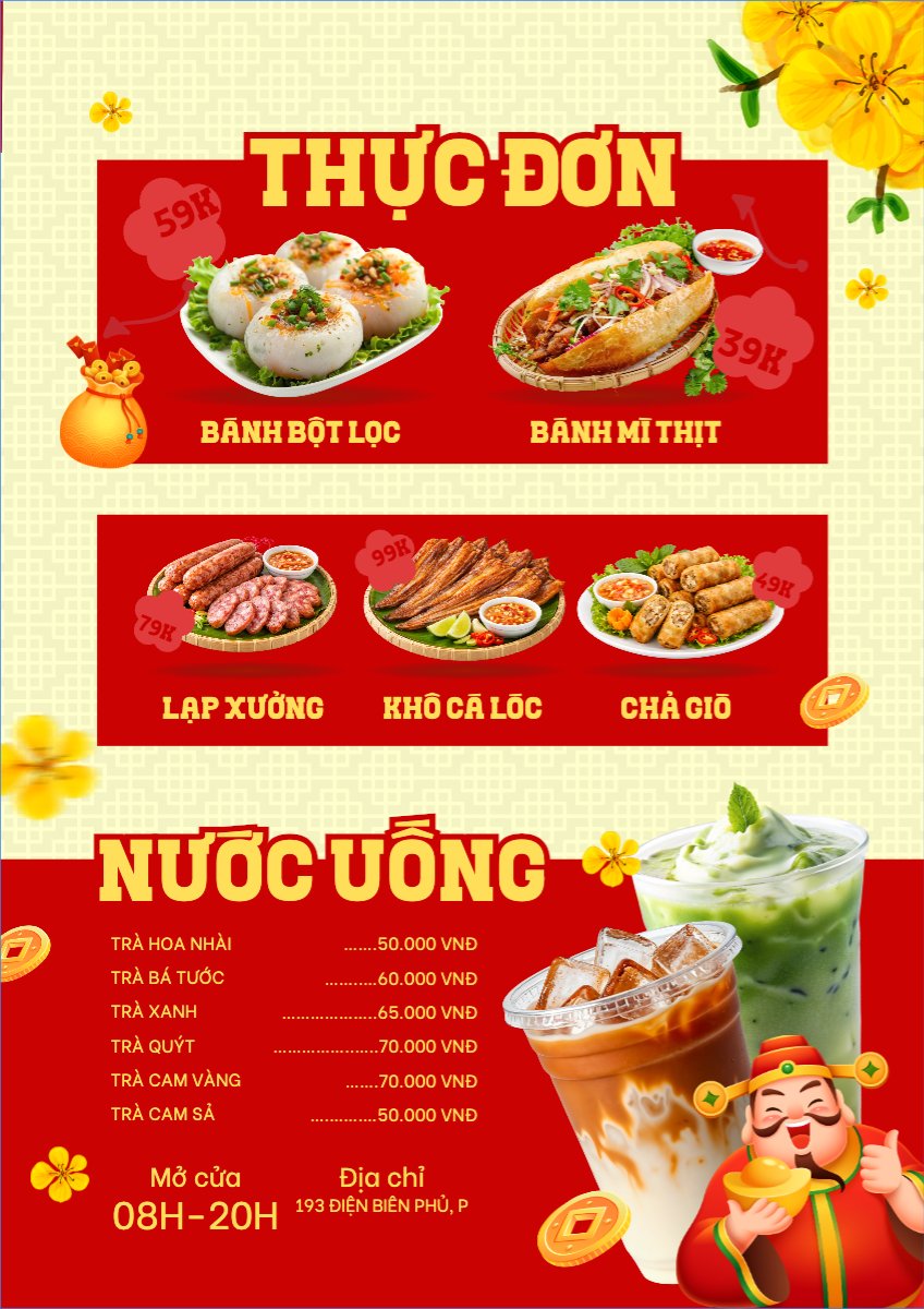 Mẫu Menu tờ rời (dọc) Thực đơn ngày tết — LayerPic