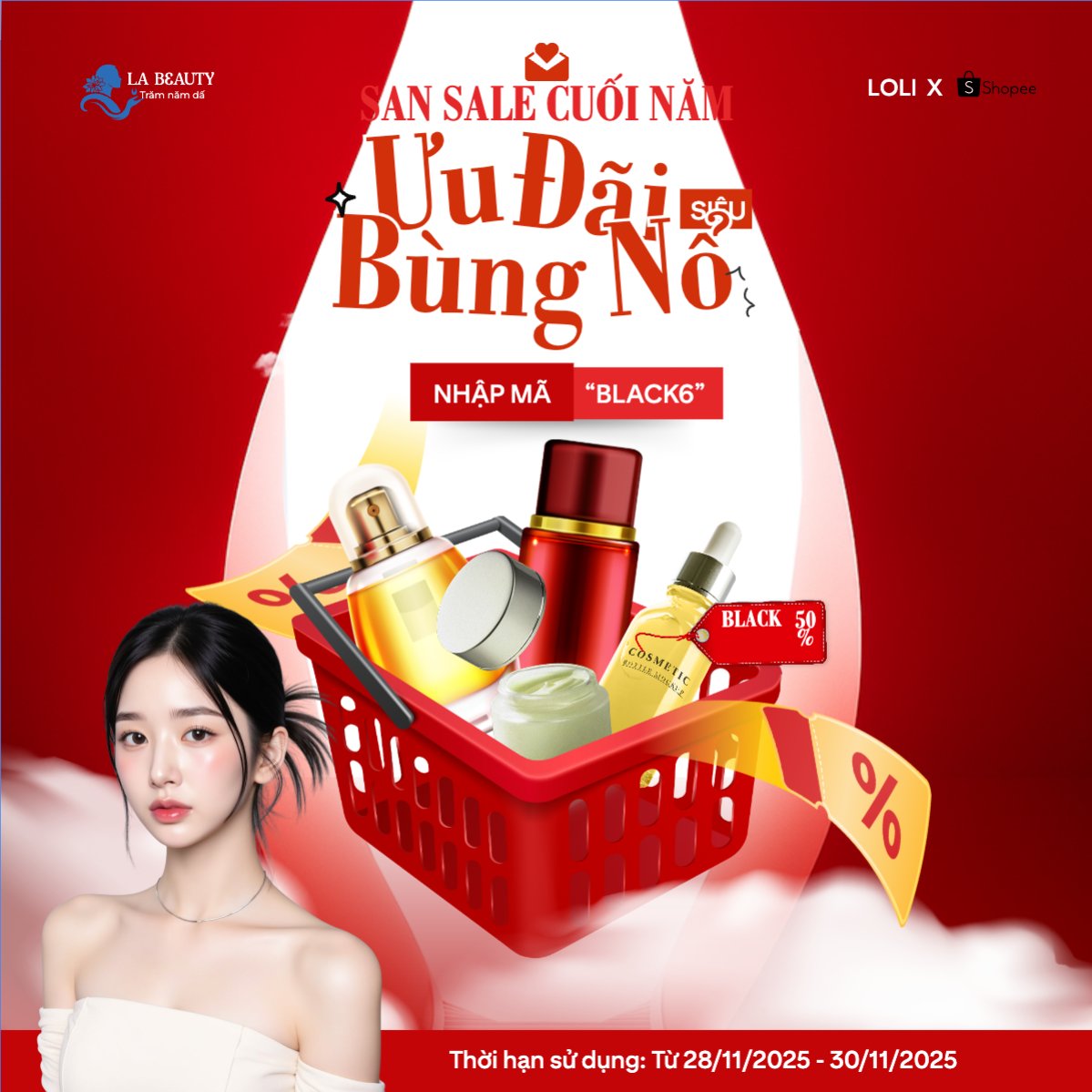 Mẫu Bài post MXH vuông Siêu sale cuối năm ưu đãi bùng nổ — LayerPic