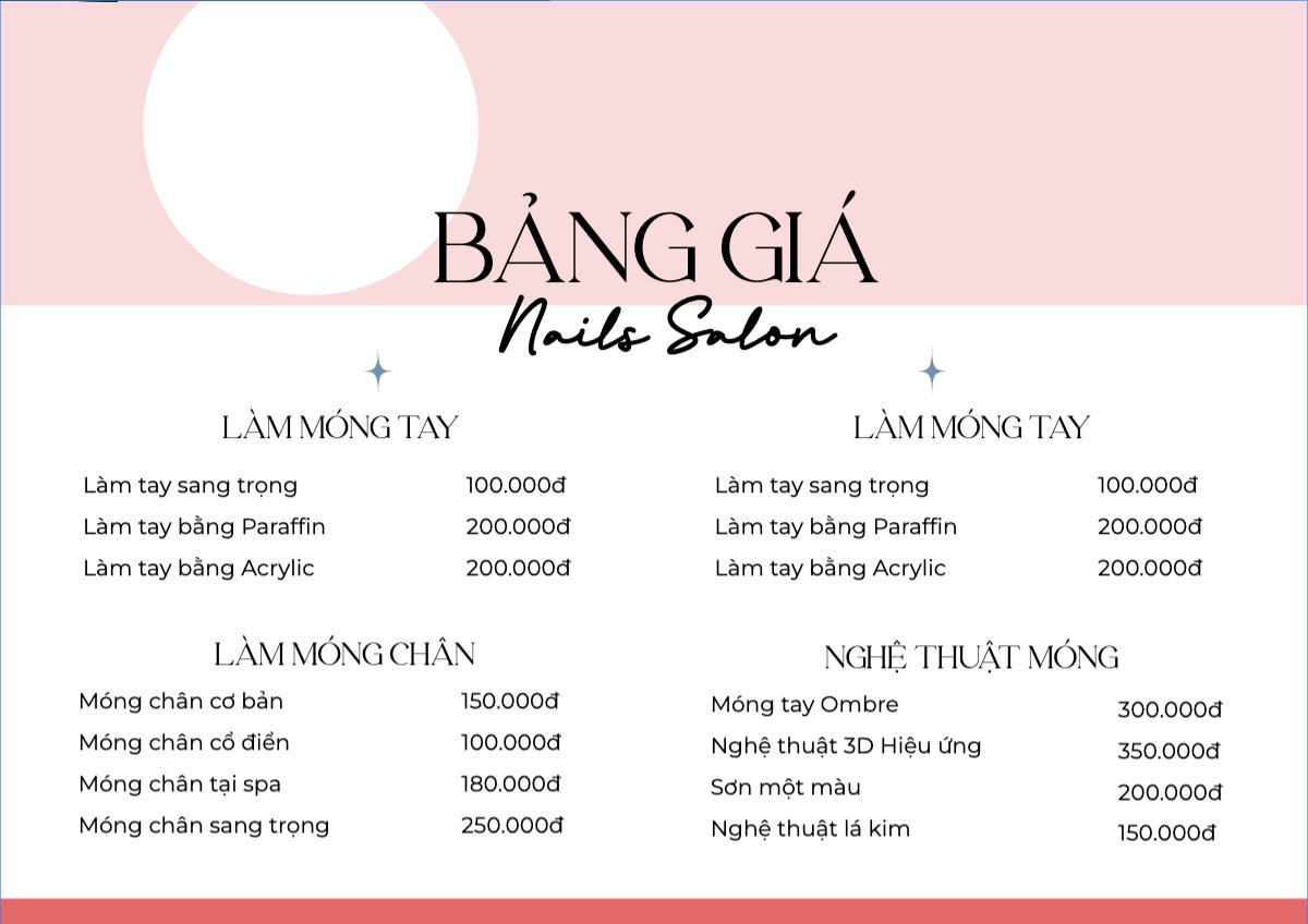 Mẫu Menu tờ rời (ngang) Tiệm tóc, tiệm cắt tóc, salon, nail, spa, beauty, làm đẹp, thẩm mỹ — LayerPic