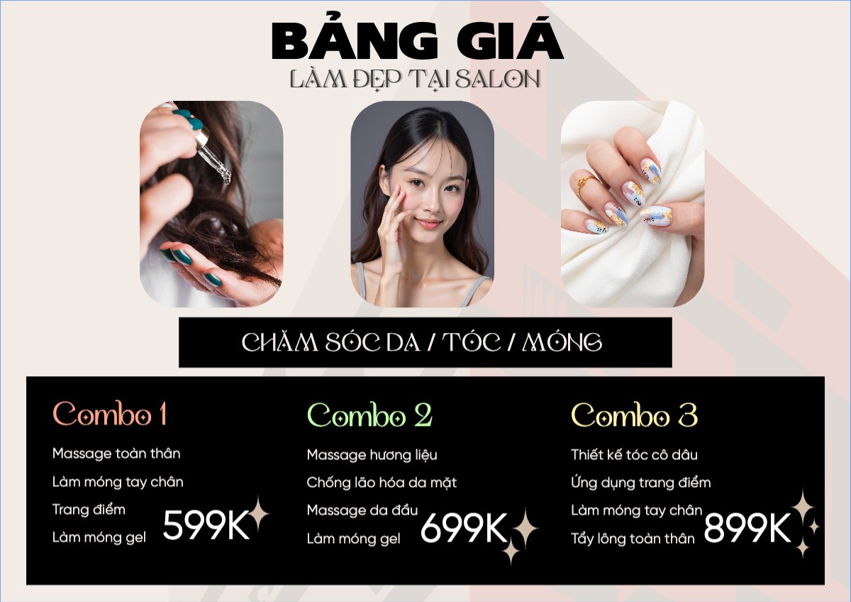Tiệm tóc, tiệm cắt tóc, salon, nail, spa, beauty, làm đẹp, thẩm mỹ