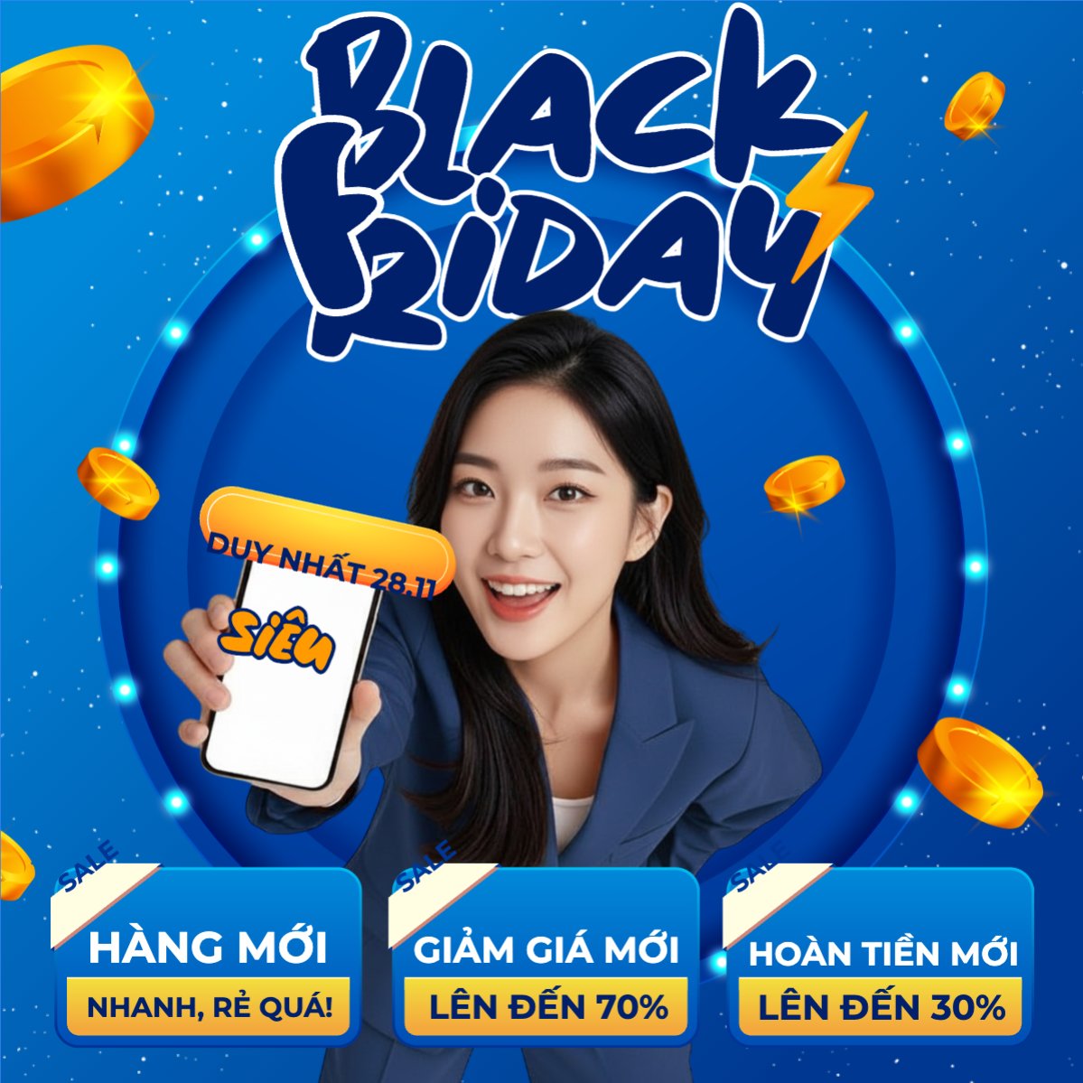 Mẫu Bài post MXH vuông Black Friday 28.11 — LayerPic