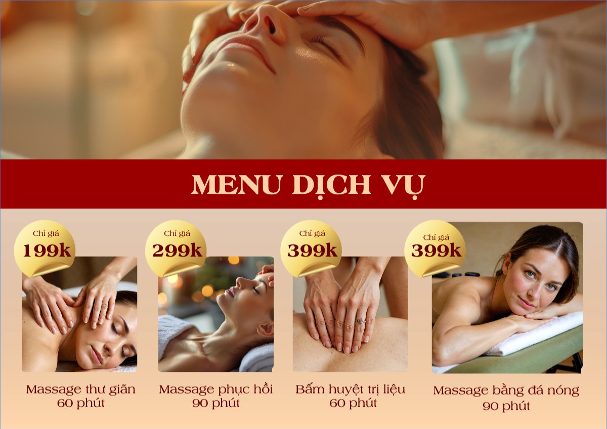 Mẫu Menu tờ rời (ngang) Tiệm tóc, tiệm cắt tóc, salon, nail, spa, beauty, làm đẹp, thẩm mỹ — LayerPic