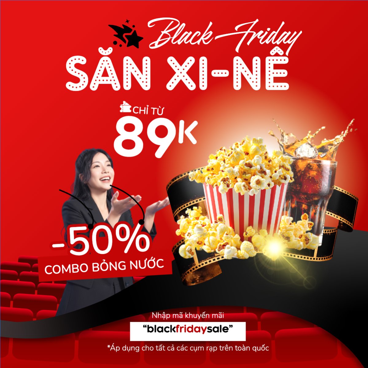 Mẫu Bài post MXH vuông Black Friday săn xi-nê — LayerPic