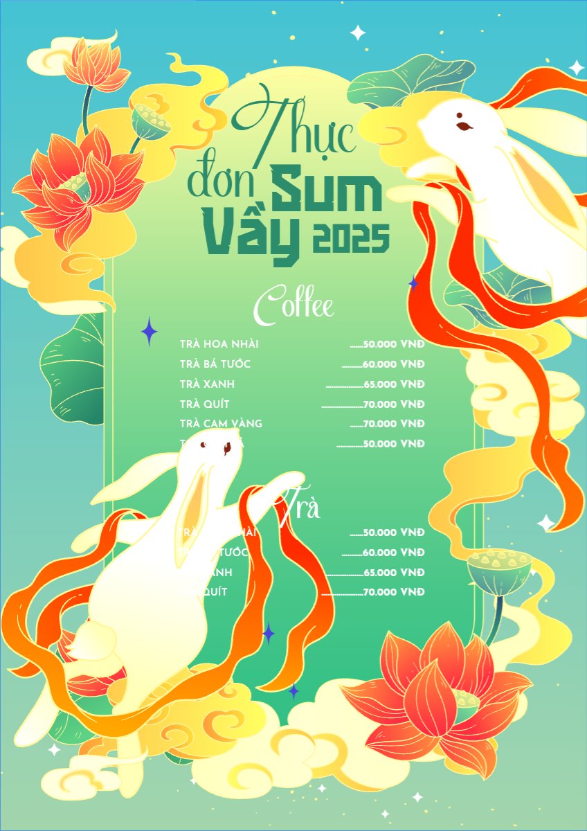 Mẫu Menu tờ rời (dọc) Trung thu, Tết Đoàn Viên, mid-autumn festival, nước uống, drink, ẩm thực, food, dễ thương, cute, chibi, hoạt hình, cartoon — LayerPic