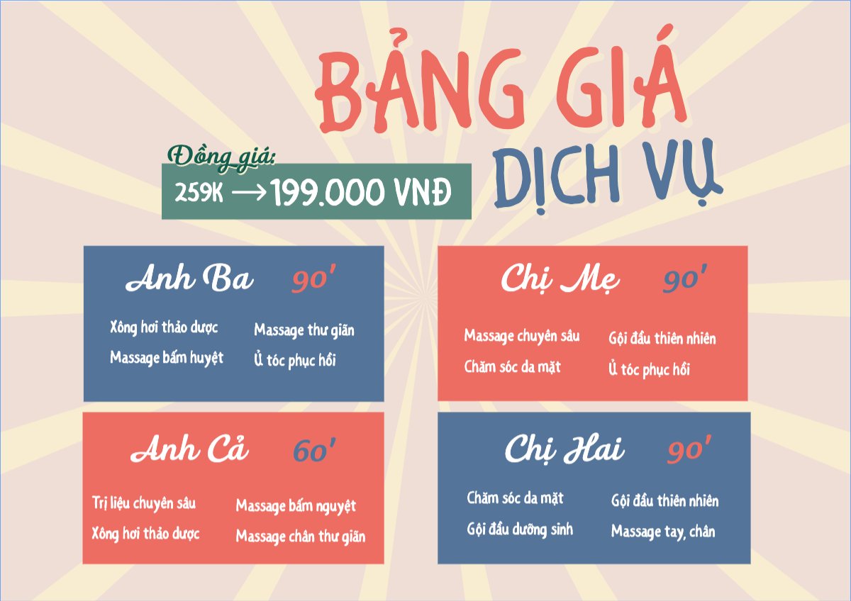 Mẫu Menu tờ rời (ngang) Tiệm tóc, tiệm cắt tóc, salon, nail, spa, beauty, làm đẹp, thẩm mỹ — LayerPic