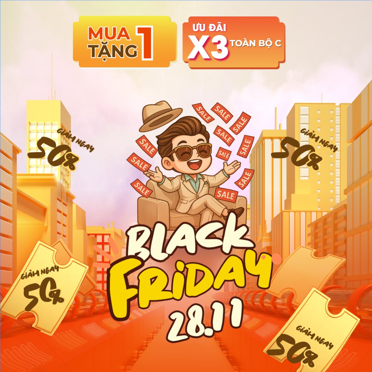 Mẫu Bài post MXH vuông Black friday 28.11 — LayerPic