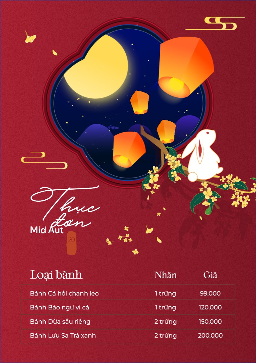 Mẫu Menu tờ rời (dọc) Trung thu, Tết Đoàn Viên, mid-autumn festival, nước uống, drink, ẩm thực, food, dễ thương, cute, chibi, hoạt hình, cartoon — LayerPic
