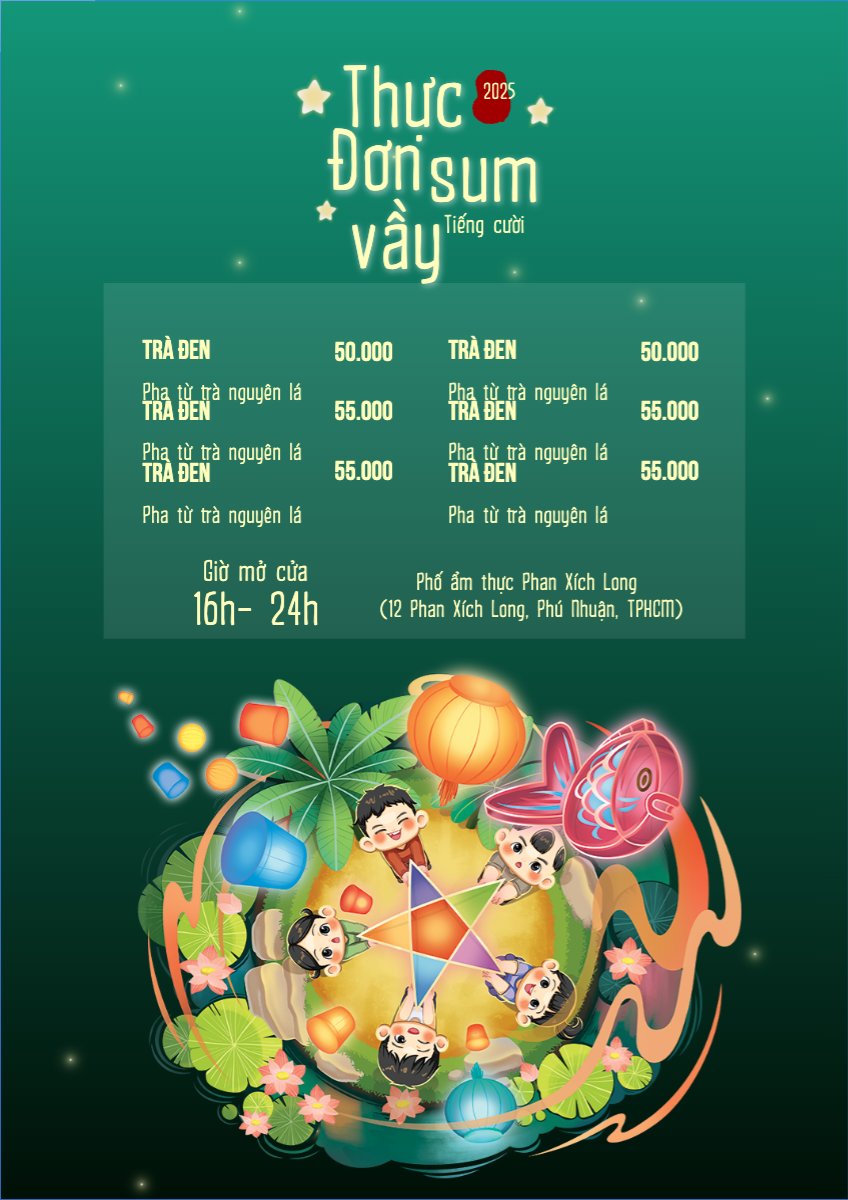 Mẫu Menu tờ rời (dọc) Trung thu, Tết Đoàn Viên, mid-autumn festival, nước uống, drink, ẩm thực, food, dễ thương, cute, chibi, hoạt hình, cartoon — LayerPic