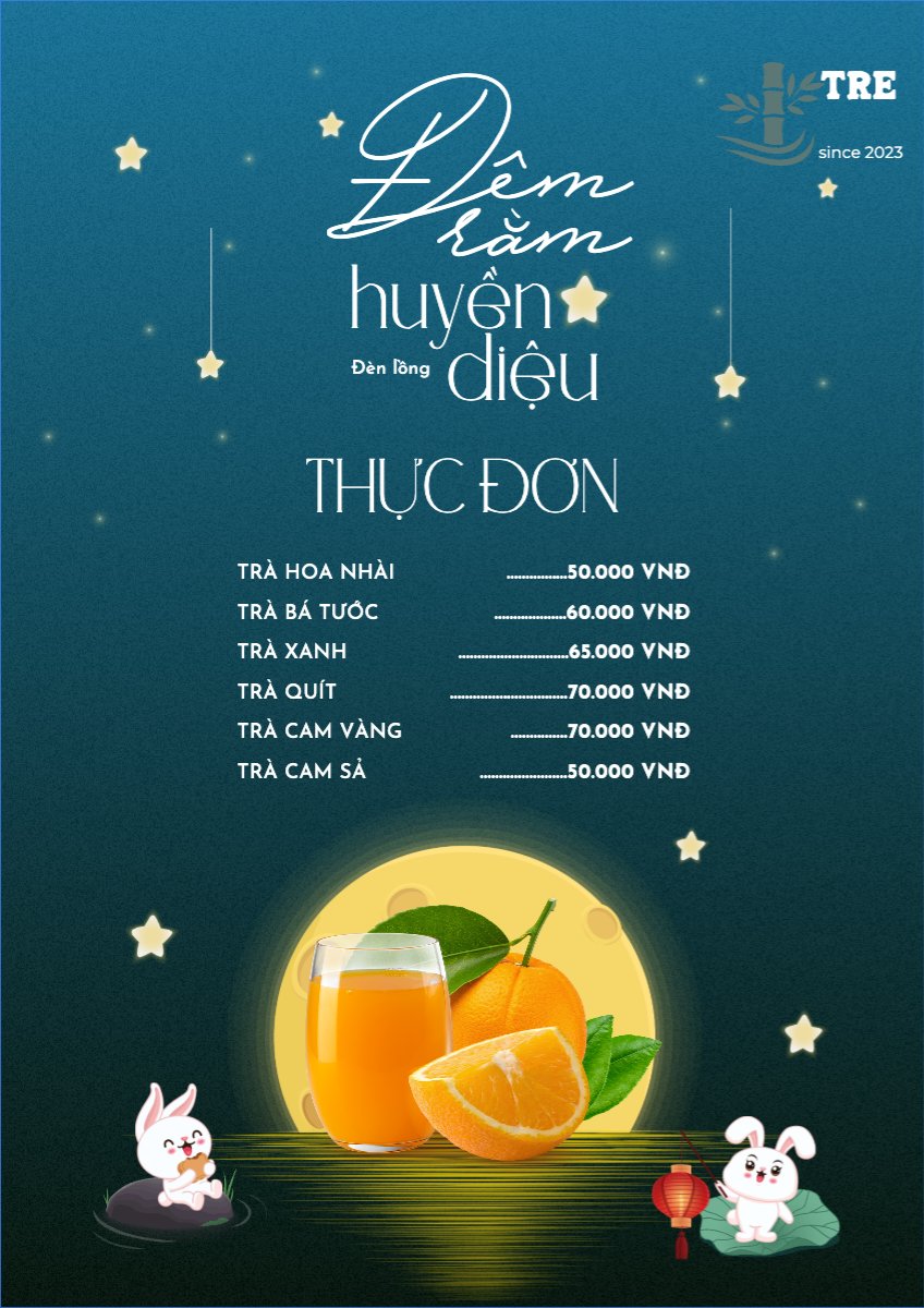 Mẫu Menu tờ rời (dọc) Trung thu, Tết Đoàn Viên, mid-autumn festival, nước uống, drink, ẩm thực, food, dễ thương, cute, chibi, hoạt hình, cartoon — LayerPic