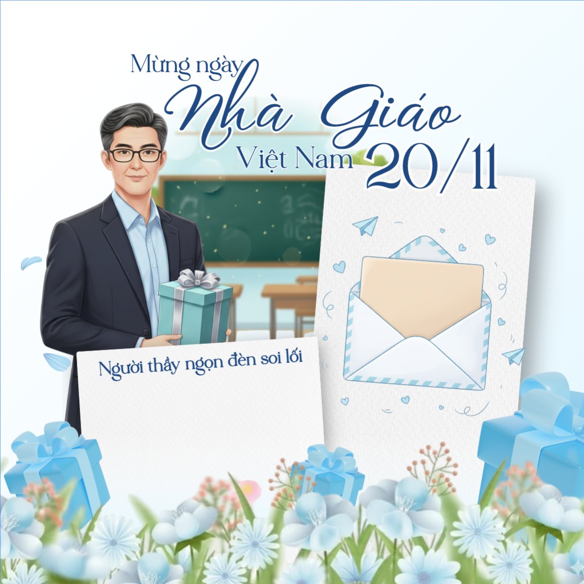 Mẫu Bài post MXH vuông Mừng ngày Nhà Giáo Việt Nam 20/11 — LayerPic