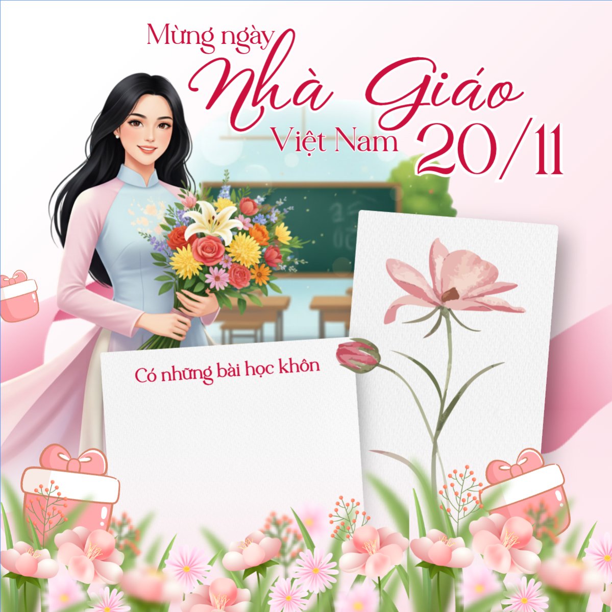 Mẫu Bài post MXH vuông Mừng ngày nhà giáo Việt Nam — LayerPic