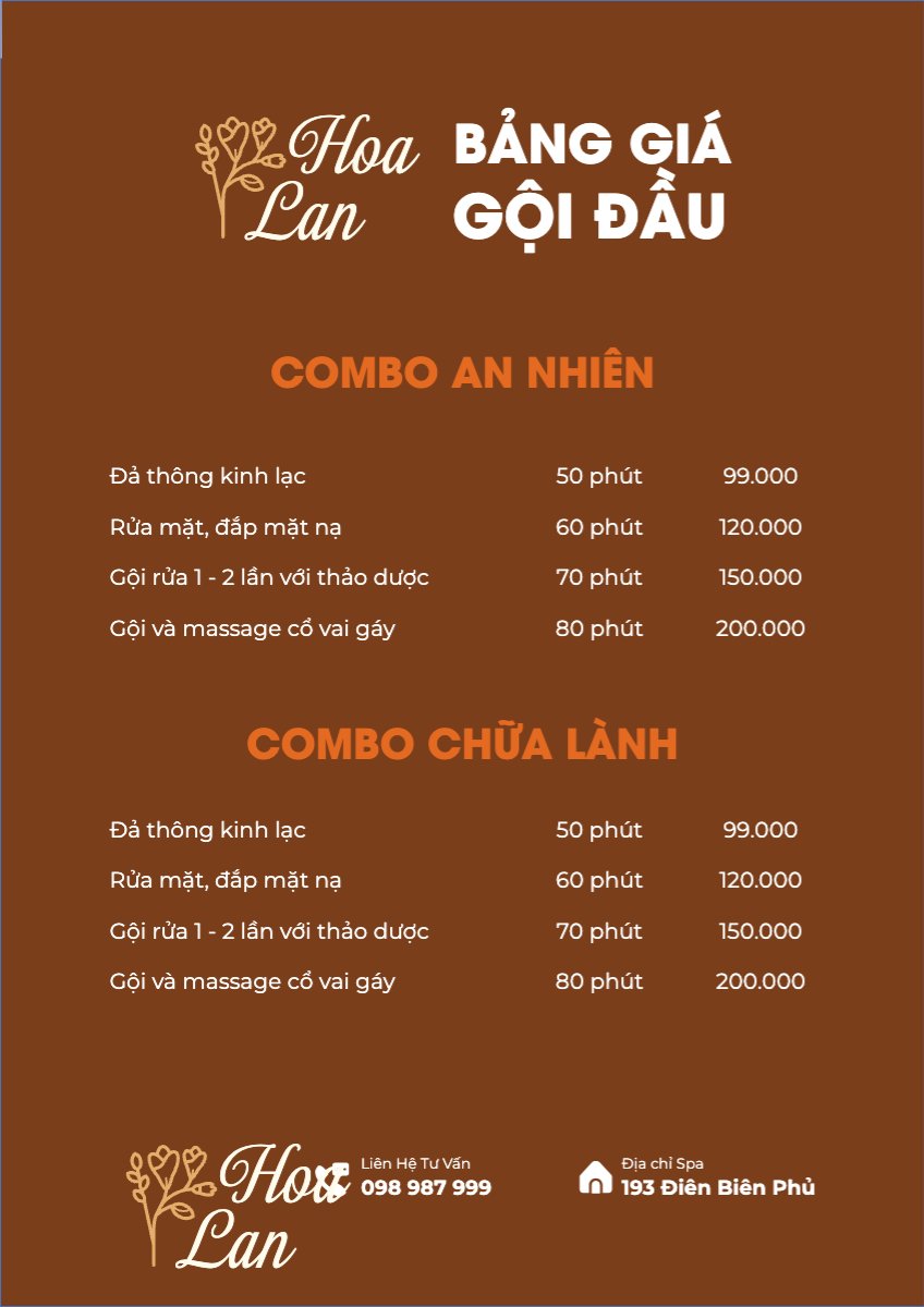 Mẫu Menu tờ rời (dọc) Tiệm tóc, tiệm cắt tóc, salon, nail, spa, beauty, làm đẹp, thẩm mỹ — LayerPic