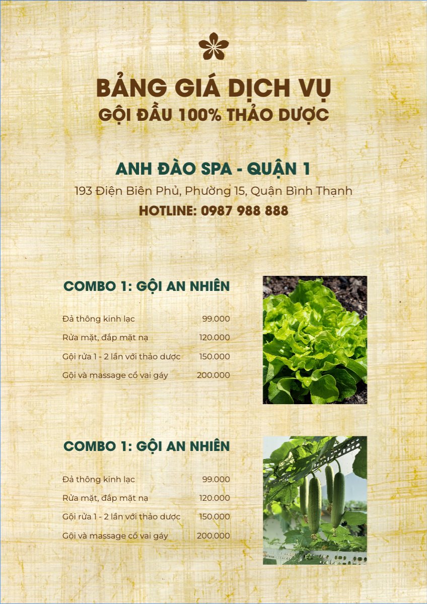 Mẫu Menu tờ rời (dọc) Tiệm tóc, tiệm cắt tóc, salon, nail, spa, beauty, làm đẹp, thẩm mỹ — LayerPic