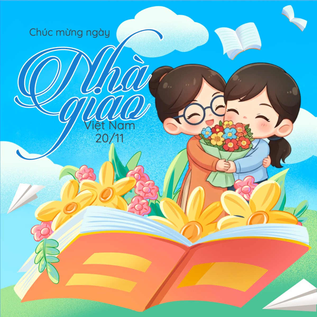 Mẫu Bài post MXH vuông Lời chúc ngày nhà giáo Việt Nam — LayerPic
