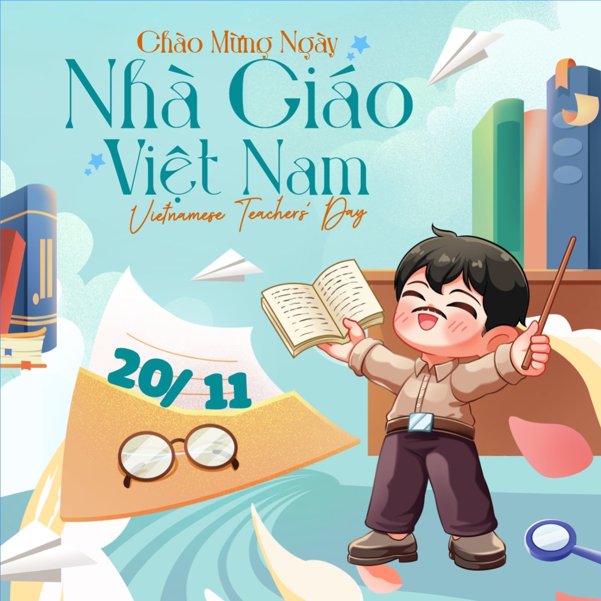 Mẫu Bài post MXH vuông Ngày Nhà Giáo Việt Nam 20/11 — LayerPic