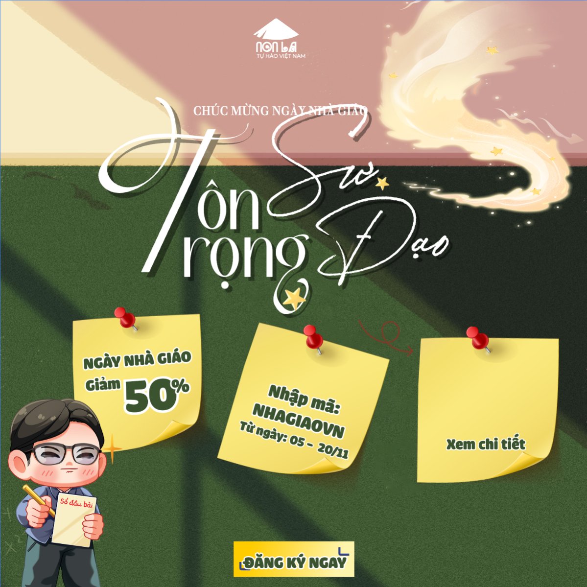 Mẫu Bài post MXH vuông Giảm giá ngày nhà giáo — LayerPic