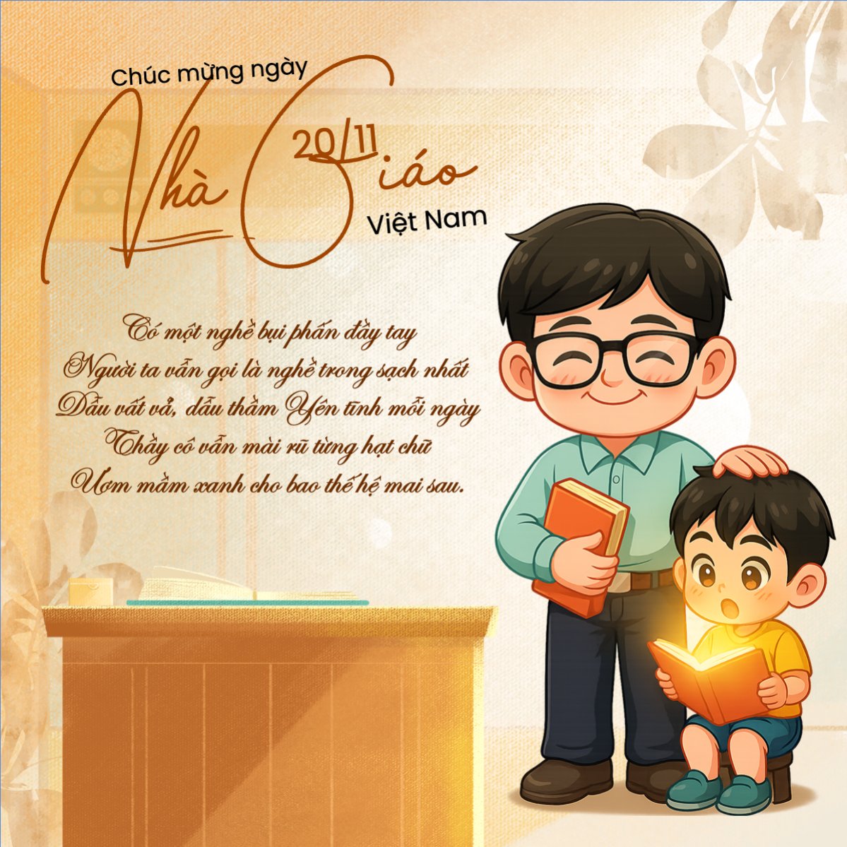 Mẫu Bài post MXH vuông Lời chúc 20/11 — LayerPic
