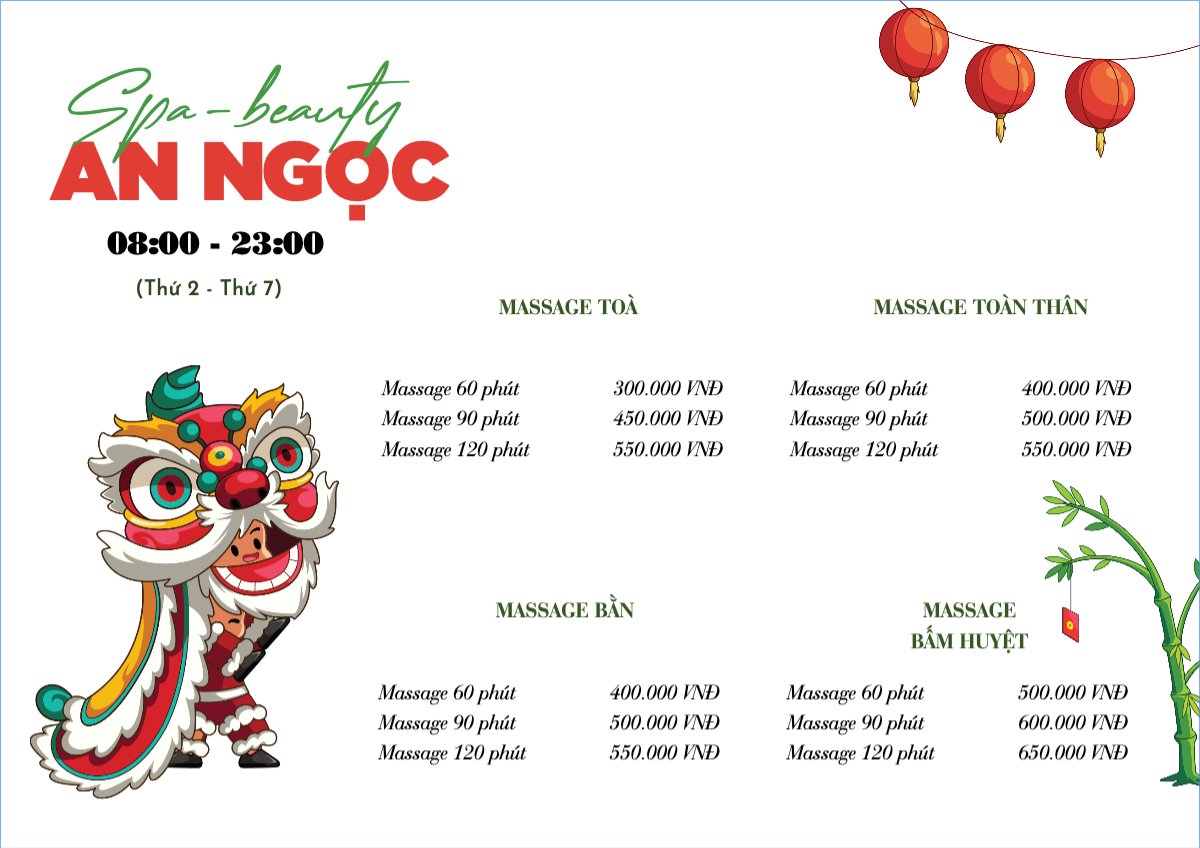 Mẫu Menu tờ rời (ngang) Tết, Xuân, Ất tỵ, năm 2025, 2025, spa, beauty, làm đẹp, thẩm mỹ — LayerPic