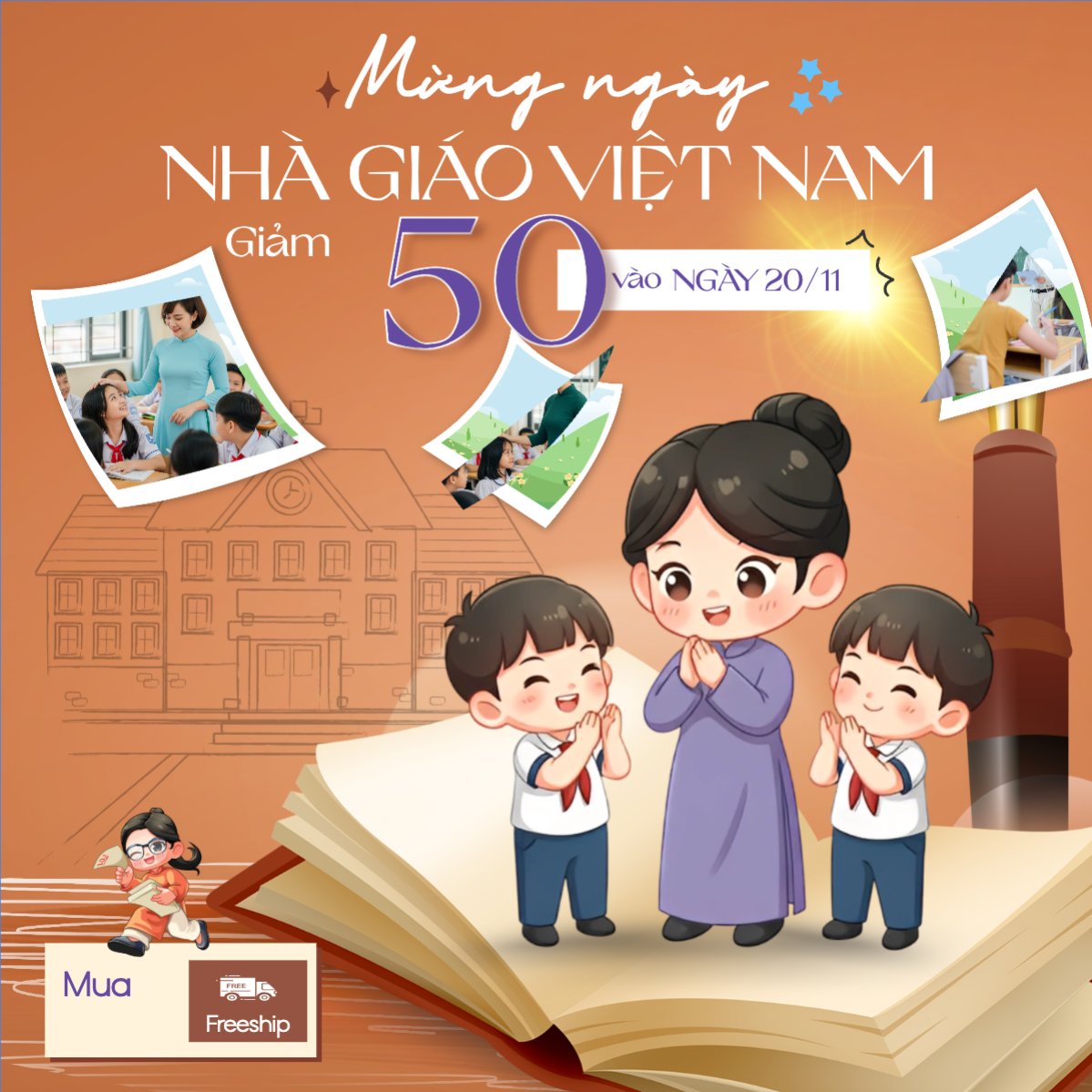 Mẫu Bài post MXH vuông Giảm giá ngày lễ 20/11 — LayerPic