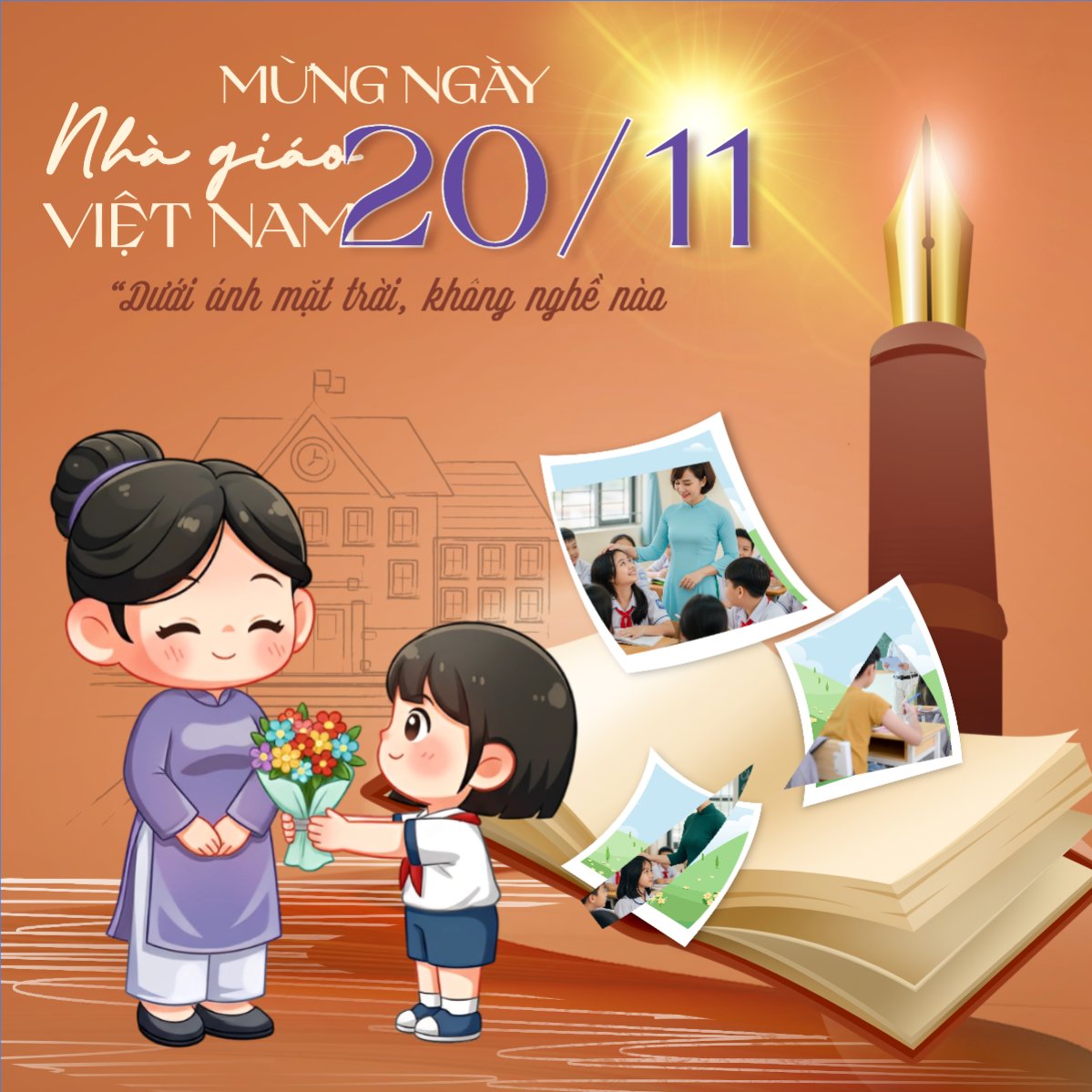Mẫu Bài post MXH vuông Lời chúc 20/11 — LayerPic