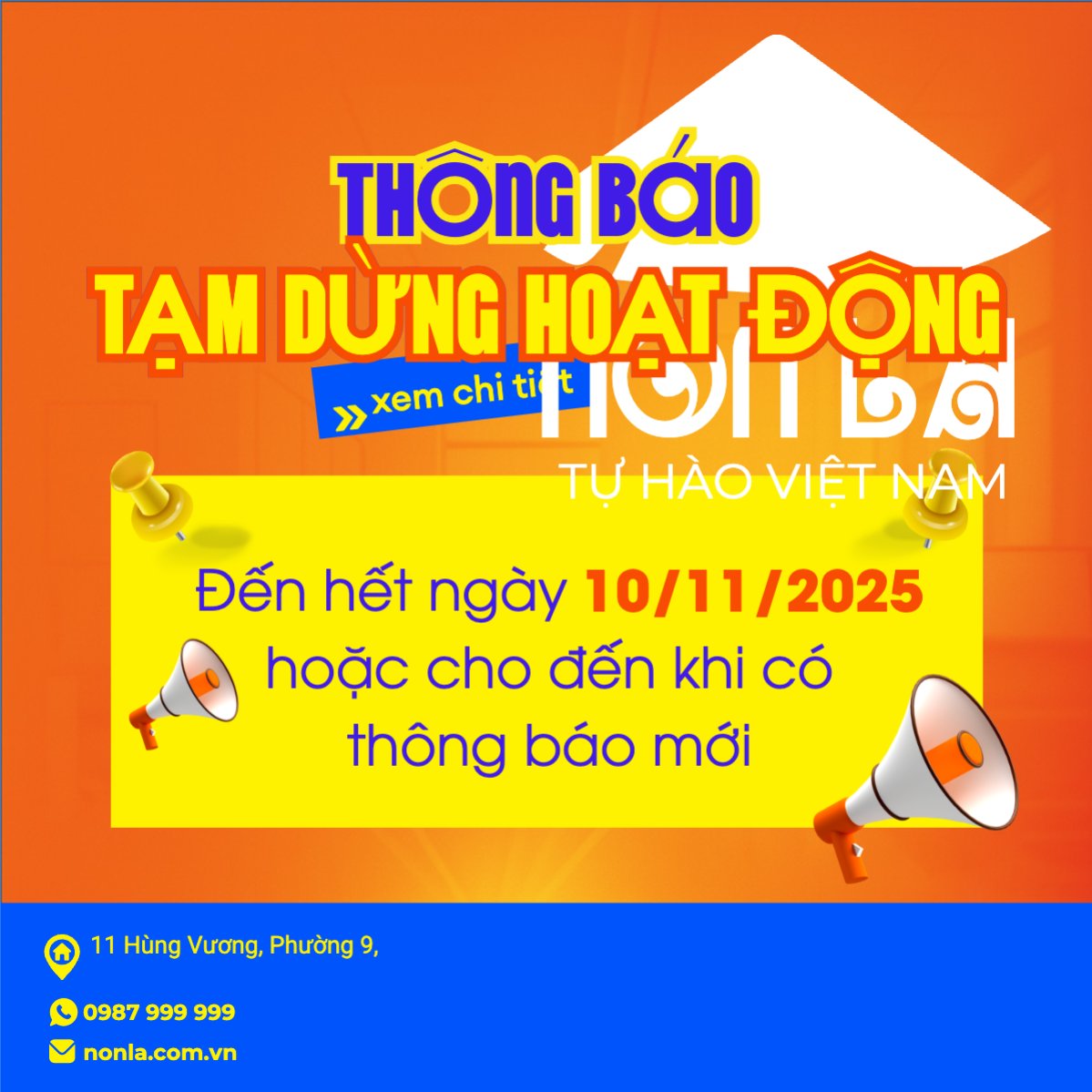 Mẫu Bài post MXH vuông Thông báo tạm dừng hoạt động — LayerPic
