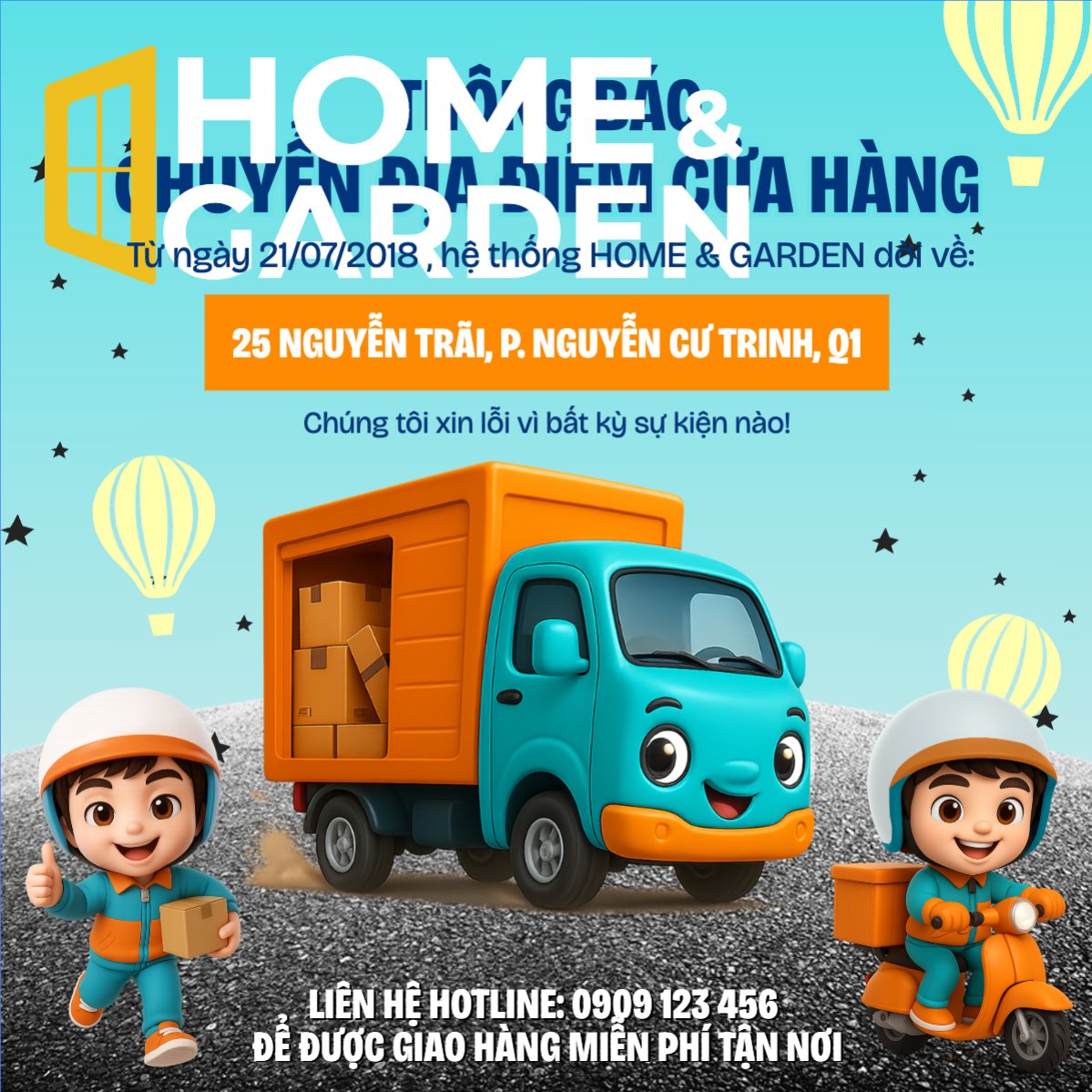 Mẫu Bài post MXH vuông Thông báo chuyển địa điểm — LayerPic