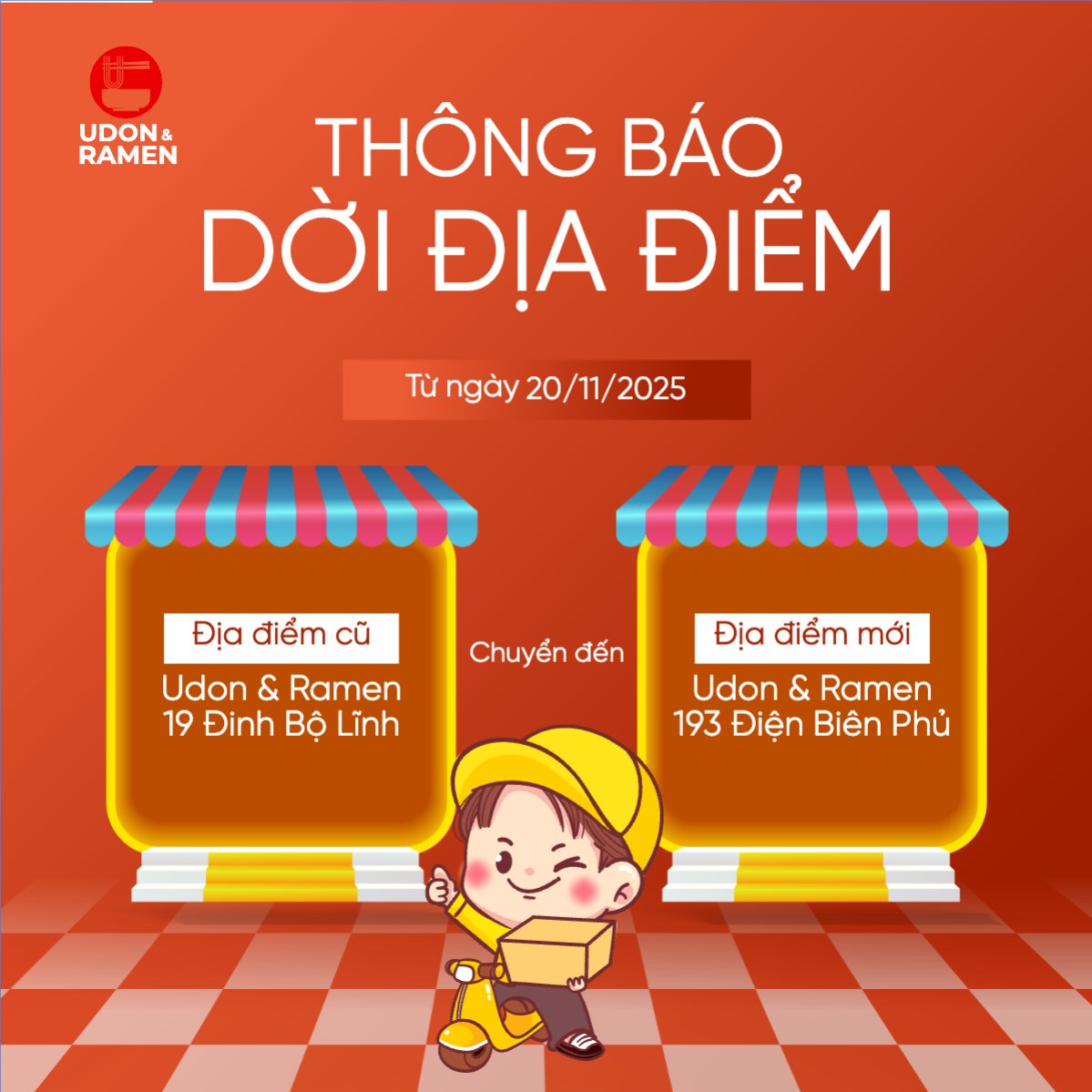 Mẫu Bài post MXH vuông Thông báo dời địa điểm — LayerPic