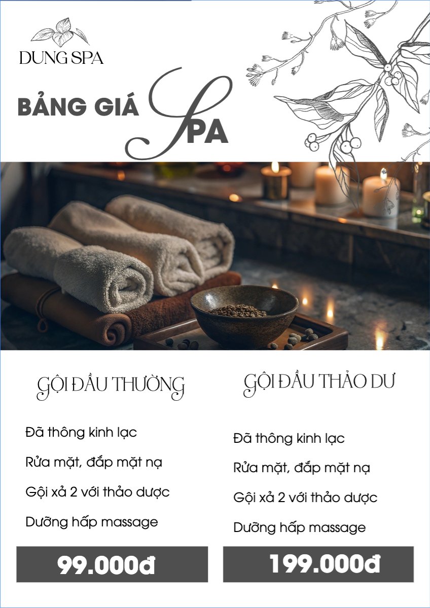 Mẫu Menu tờ rời (dọc) Tiệm tóc, tiệm cắt tóc, salon, nail, spa, beauty, làm đẹp, thẩm mỹ — LayerPic