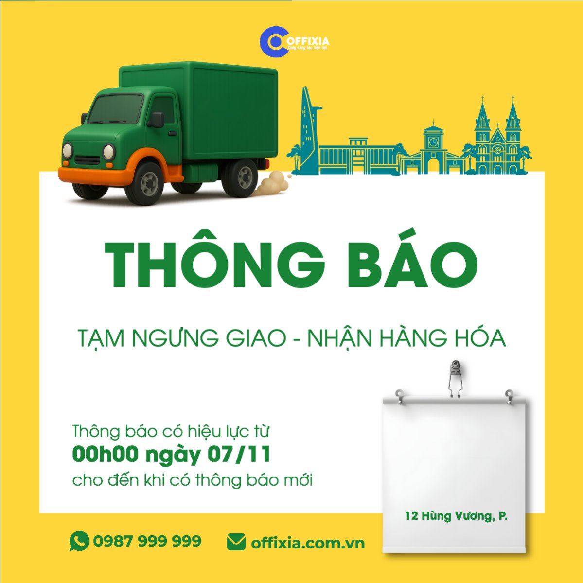 Mẫu Bài post MXH vuông Thông báo ngưng giao nhận — LayerPic