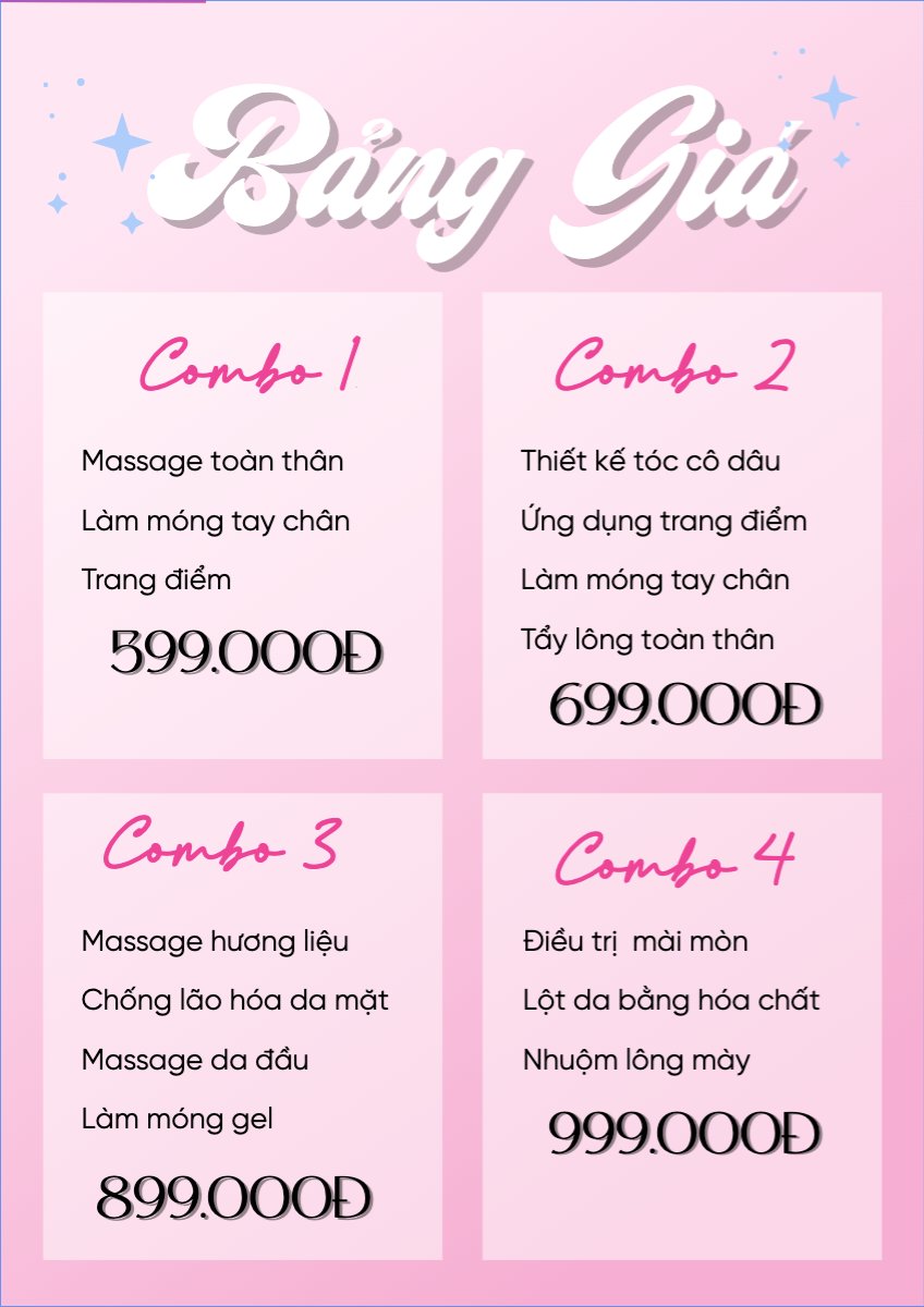 Mẫu Menu tờ rời (dọc) Tiệm tóc, tiệm cắt tóc, salon, nail, spa, beauty, làm đẹp, thẩm mỹ — LayerPic