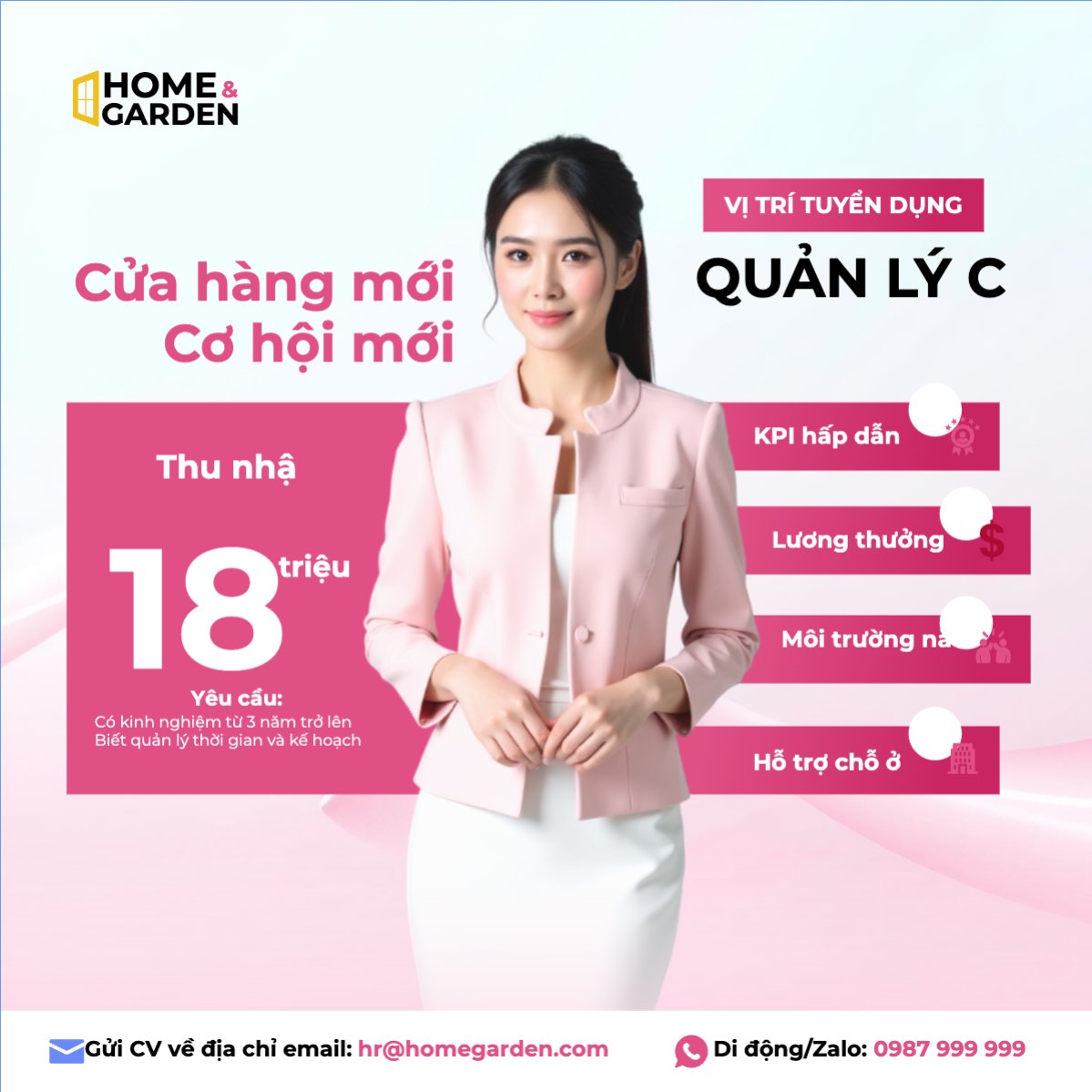 Mẫu Bài post MXH vuông Tuyển dụng, quản lý cửa hàng, văn phòng, office, doanh nghiệp, hiện đại, modern — LayerPic