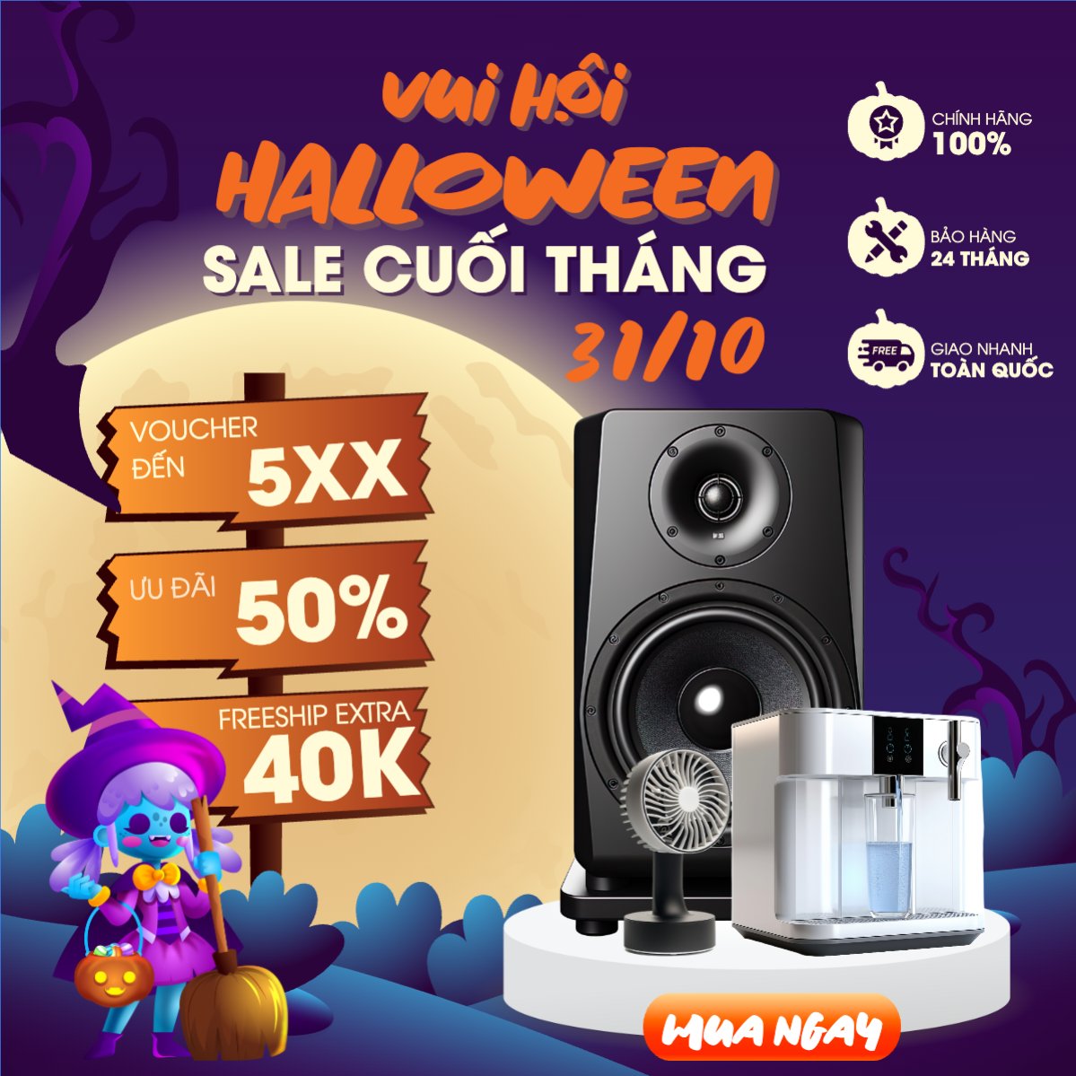 Mẫu Bài post MXH vuông Halloween, lễ hội ma quái, sự kiện, event, công nghệ, technology, điện tử, electronic, dễ thương, cute, chibi, hoạt hình, cartoon — LayerPic