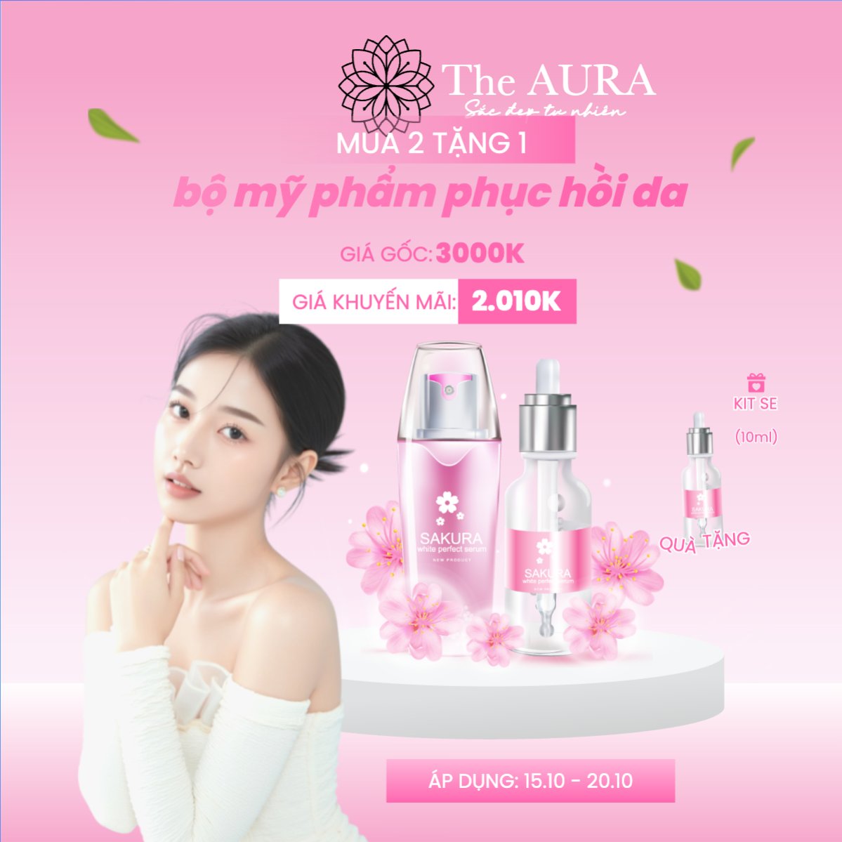 Mẫu Bài post MXH vuông 20/10, Ngày phụ nữ Việt Nam, Vietnamese Women's Day, phụ nữ, sự kiện, event, mỹ phẩm, làm đẹp, beauty, hiện đại, modern, hoa lá — LayerPic