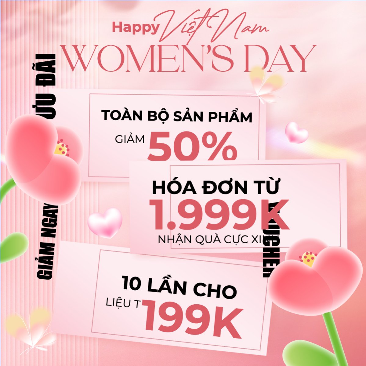Mẫu Bài post MXH vuông 20/10, Ngày phụ nữ Việt Nam, Vietnamese Women's Day, phụ nữ, sự kiện, event, mỹ phẩm, làm đẹp, beauty, hiện đại, modern — LayerPic