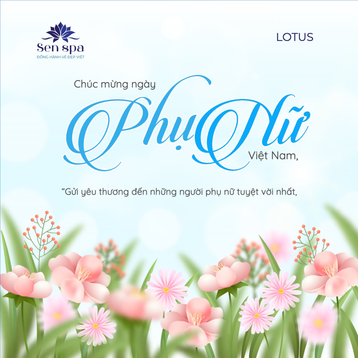 Mẫu Bài post MXH vuông 20/10, Ngày phụ nữ Việt Nam, Vietnamese Women's Day, phụ nữ, sự kiện, event, mỹ phẩm, làm đẹp, beauty, hiện đại, modern, hoa lá — LayerPic