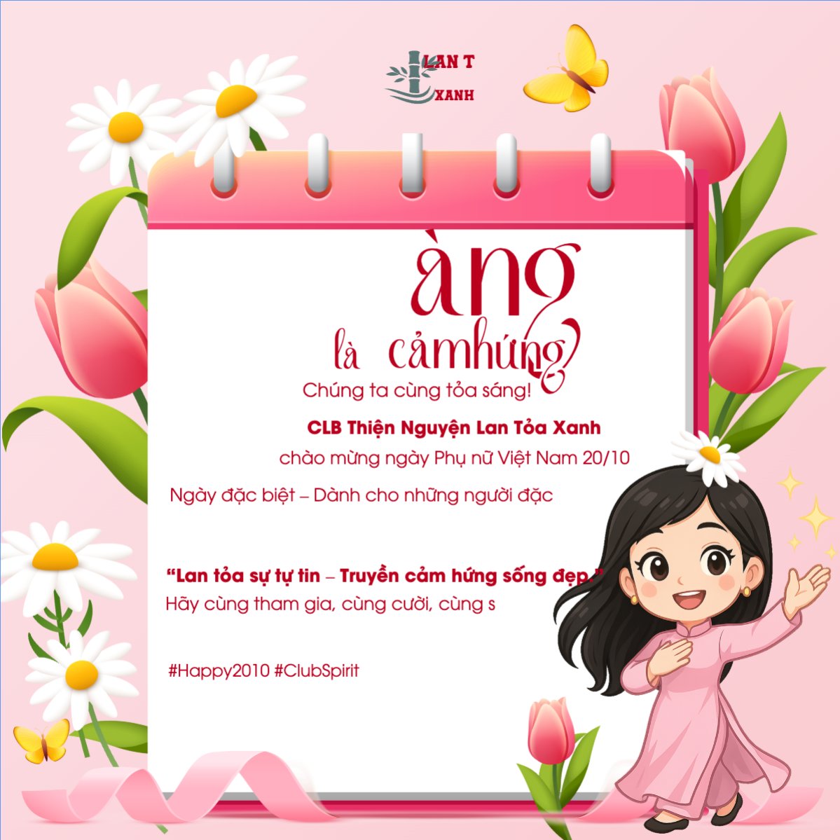 Mẫu Bài post MXH vuông 20/10, Ngày phụ nữ Việt Nam, Vietnamese Women's Day, phụ nữ, sự kiện, event, dễ thương, cute, chibi, hoạt hình, cartoon — LayerPic