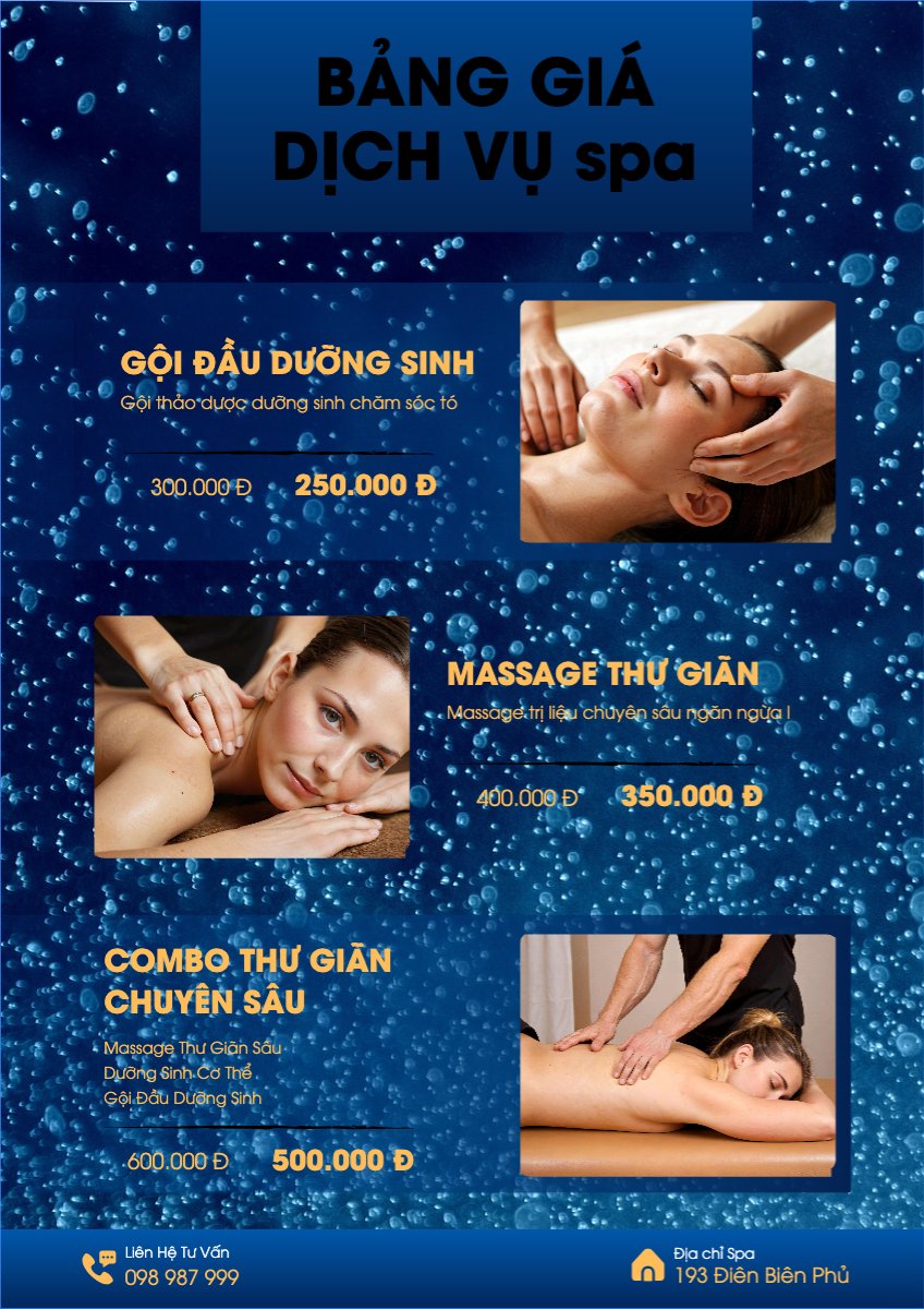 Mẫu Menu tờ rời (dọc) Tiệm tóc, tiệm cắt tóc, salon, nail, spa, beauty, làm đẹp, thẩm mỹ — LayerPic