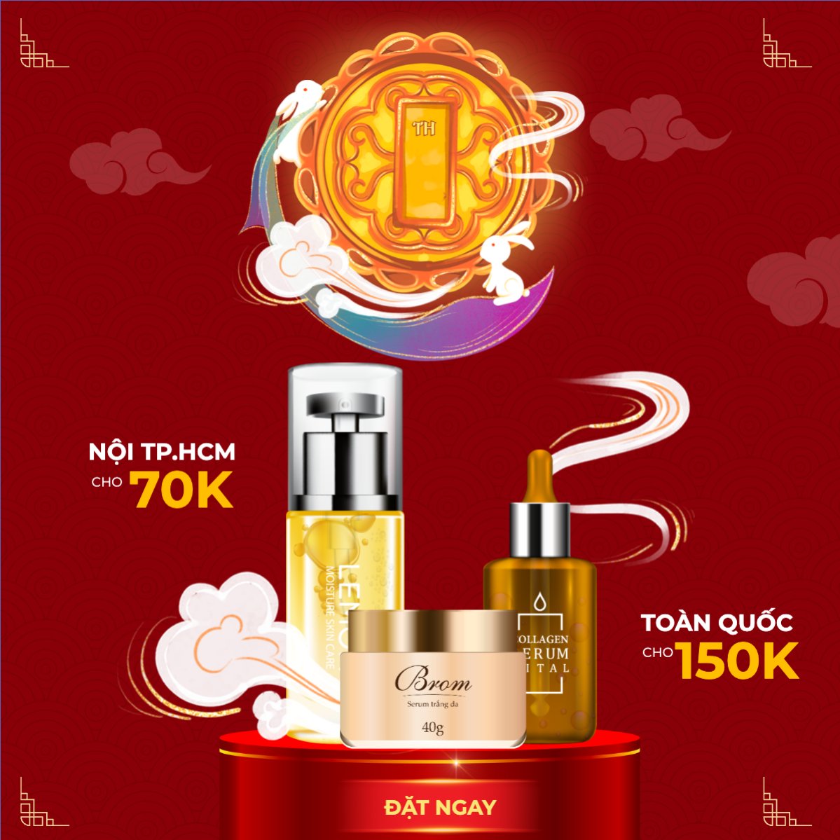Mẫu Bài post MXH vuông Trung thu, Tết Đoàn Viên, mid-autumn festival, sự kiện, event, lễ hội, festival, mỹ phẩm, beauty, làm đẹp, sale, giảm giá, dễ thương, cute — LayerPic