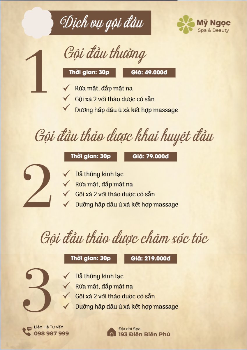 Mẫu Menu tờ rời (dọc) Tiệm tóc, tiệm cắt tóc, salon, nail, spa, beauty, làm đẹp, thẩm mỹ — LayerPic