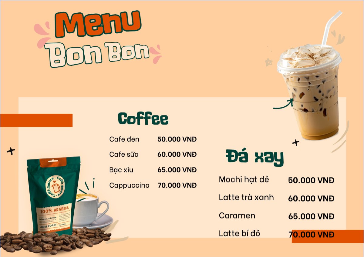 Mẫu Menu tờ rời (ngang) Nước uống, juice, giải khát, F&B, drink, milk tea, trà sữa — LayerPic