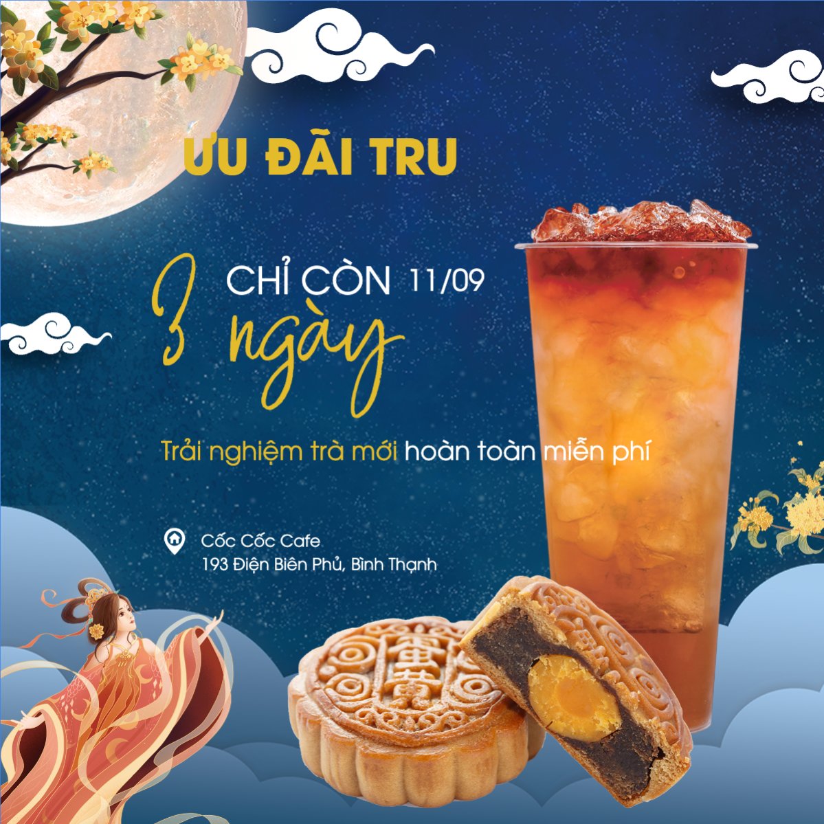 Mẫu Bài post MXH vuông Trung thu, Tết Đoàn Viên, mid-autumn festival, sự kiện, event, lễ hội, festival, ẩm thực, food, bánh trung thu, cute, dễ thương — LayerPic