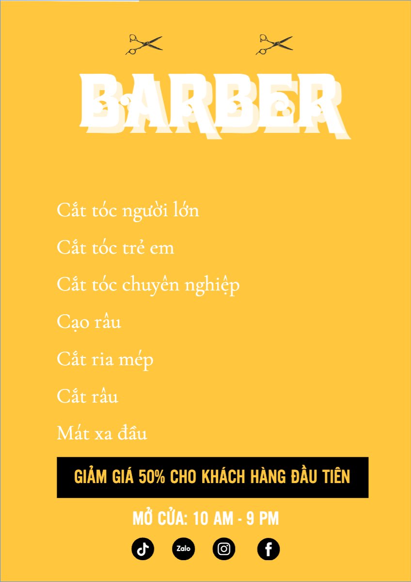 Mẫu Menu tờ rời (dọc) Salon, tiệm tóc, barber, spa, beauty, làm đẹp, thẩm mỹ — LayerPic