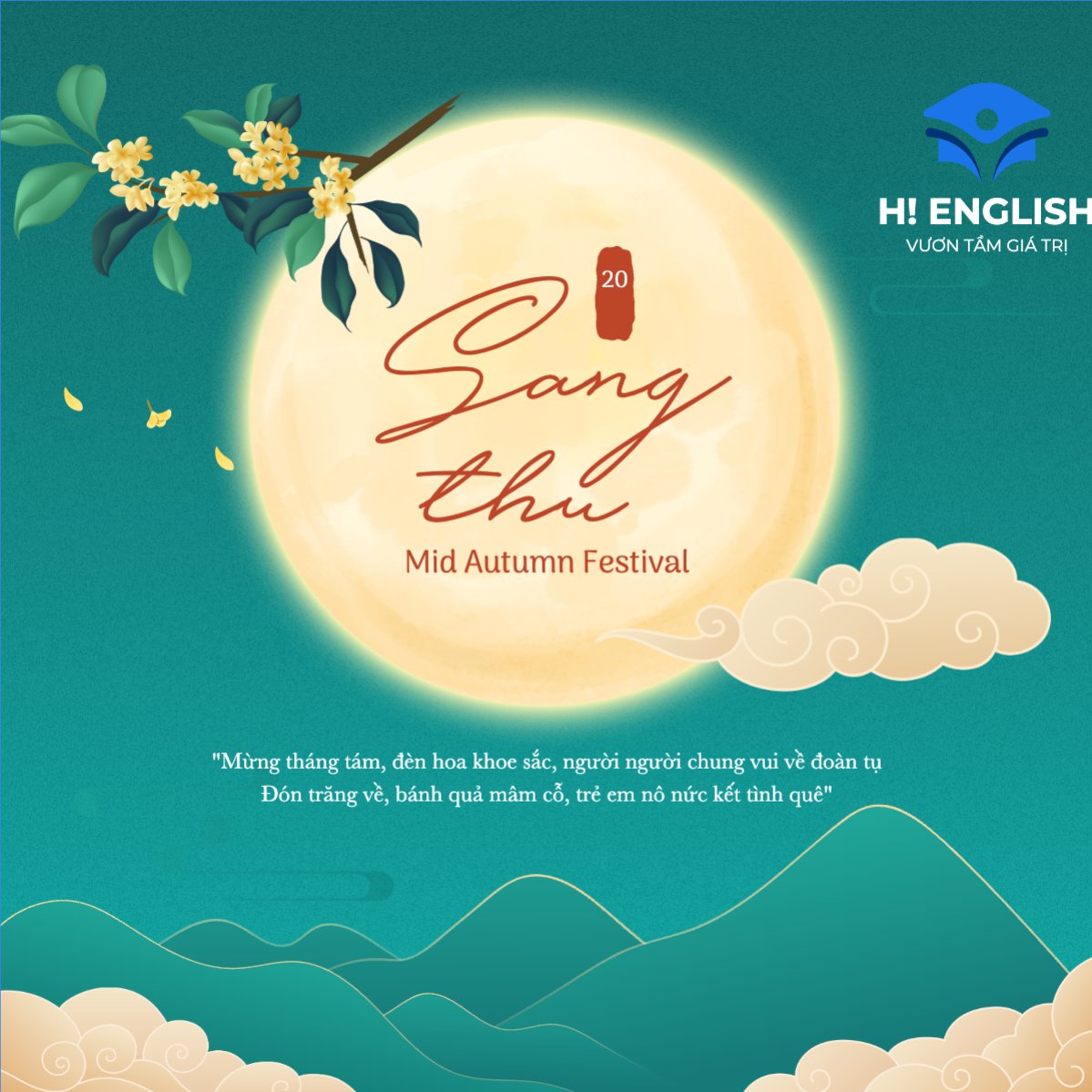 Mẫu Bài post MXH vuông Trung thu, Tết Đoàn Viên, mid-autumn festival, sự kiện, event, dễ thương, cute, hiện đại, modern — LayerPic