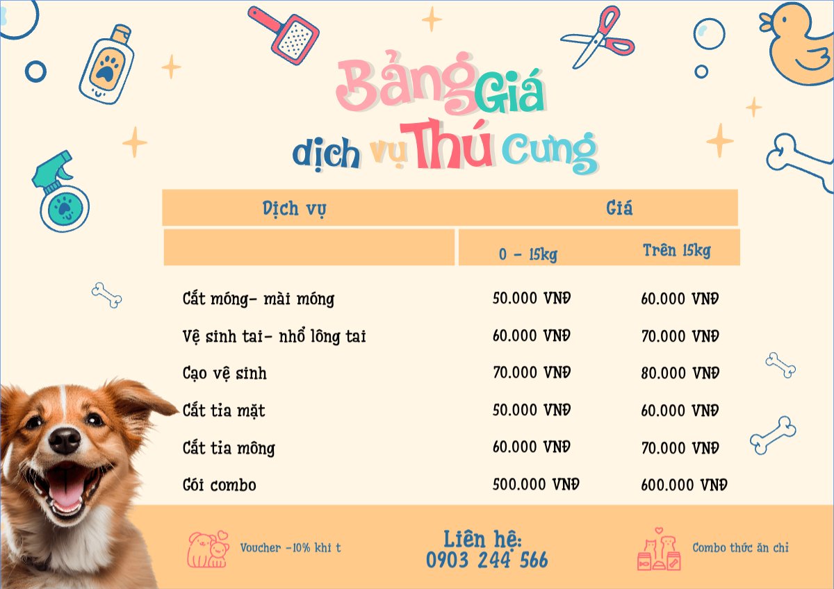 Mẫu Menu tờ rời (ngang) Pet, thú cưng, thú nuôi, động vật, animal, dog, chó — LayerPic