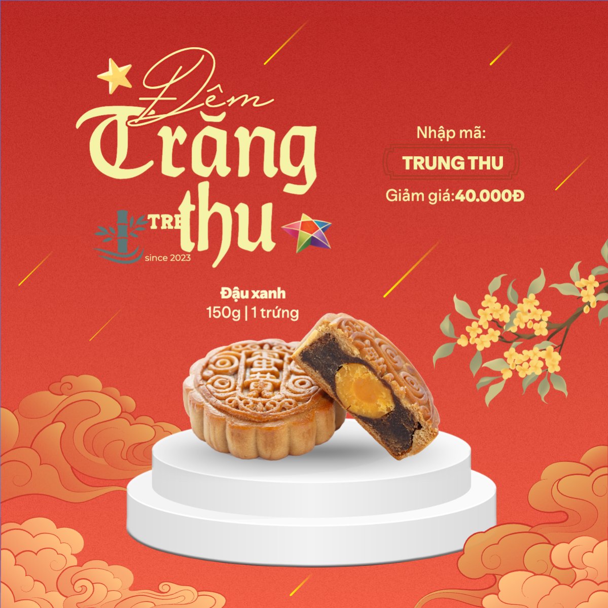 Mẫu Bài post MXH vuông Trung thu, Tết Đoàn Viên, mid-autumn festival, sự kiện, event, lễ hội, festival, ẩm thực, food, bánh trung thu, cute, dễ thương — LayerPic